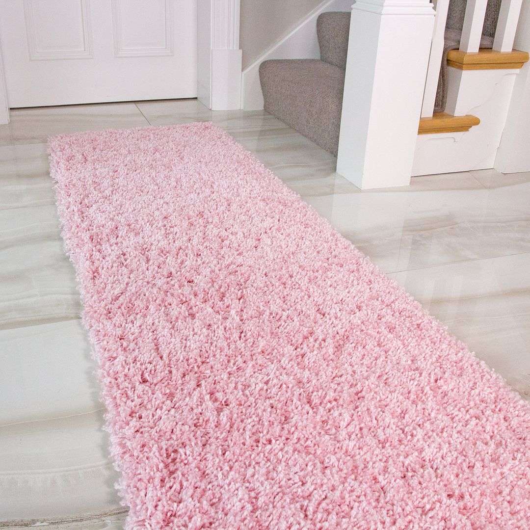 Baby Pink Shaggy Runner Rug - Image 2