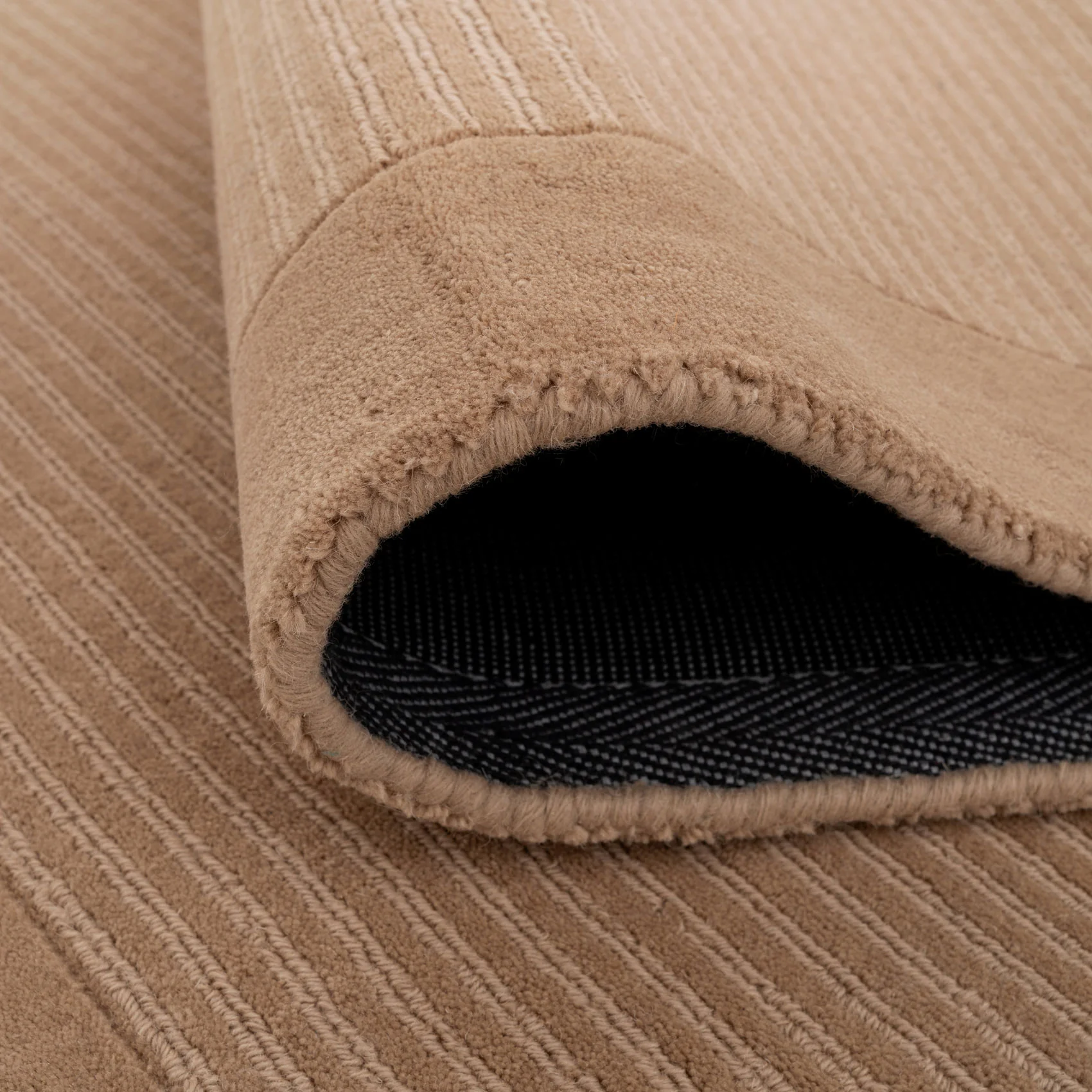 Beige Bordered Wool Rug - Olann Beige - Image 9