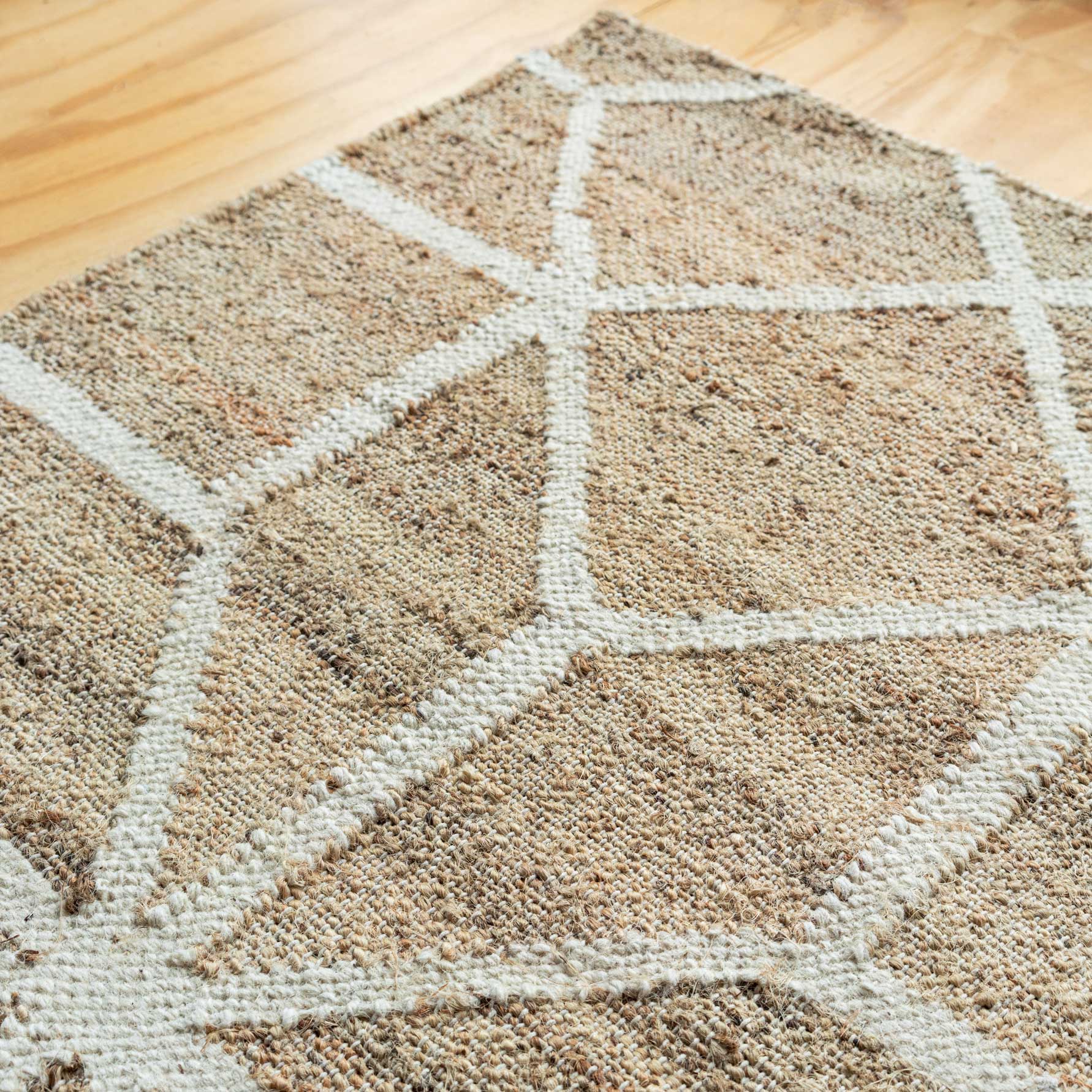 Beige Geometric Natural Jute Area Rug - Fretwork - Image 9