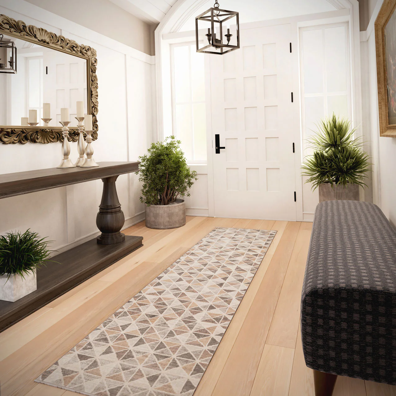Beige Grey Multi Tile Area Rug - Image 10