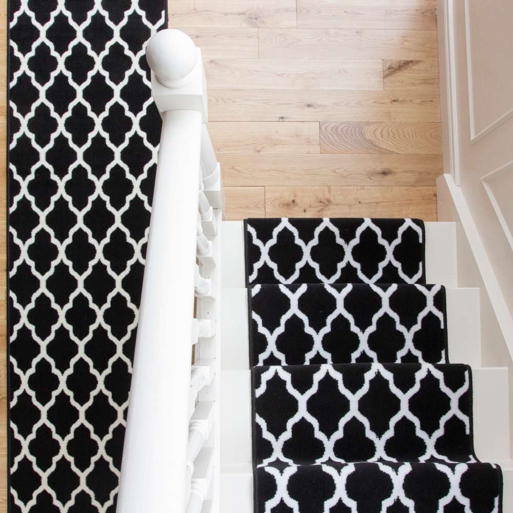 Black Trellis Stair Carpet Runner - Cut to Measure - Image 5