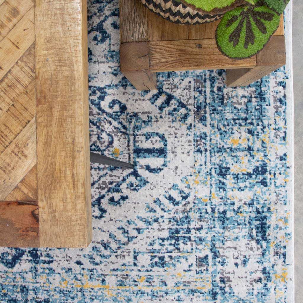 Blue Oriental Distressed Vintage Runner Rug - Image 5
