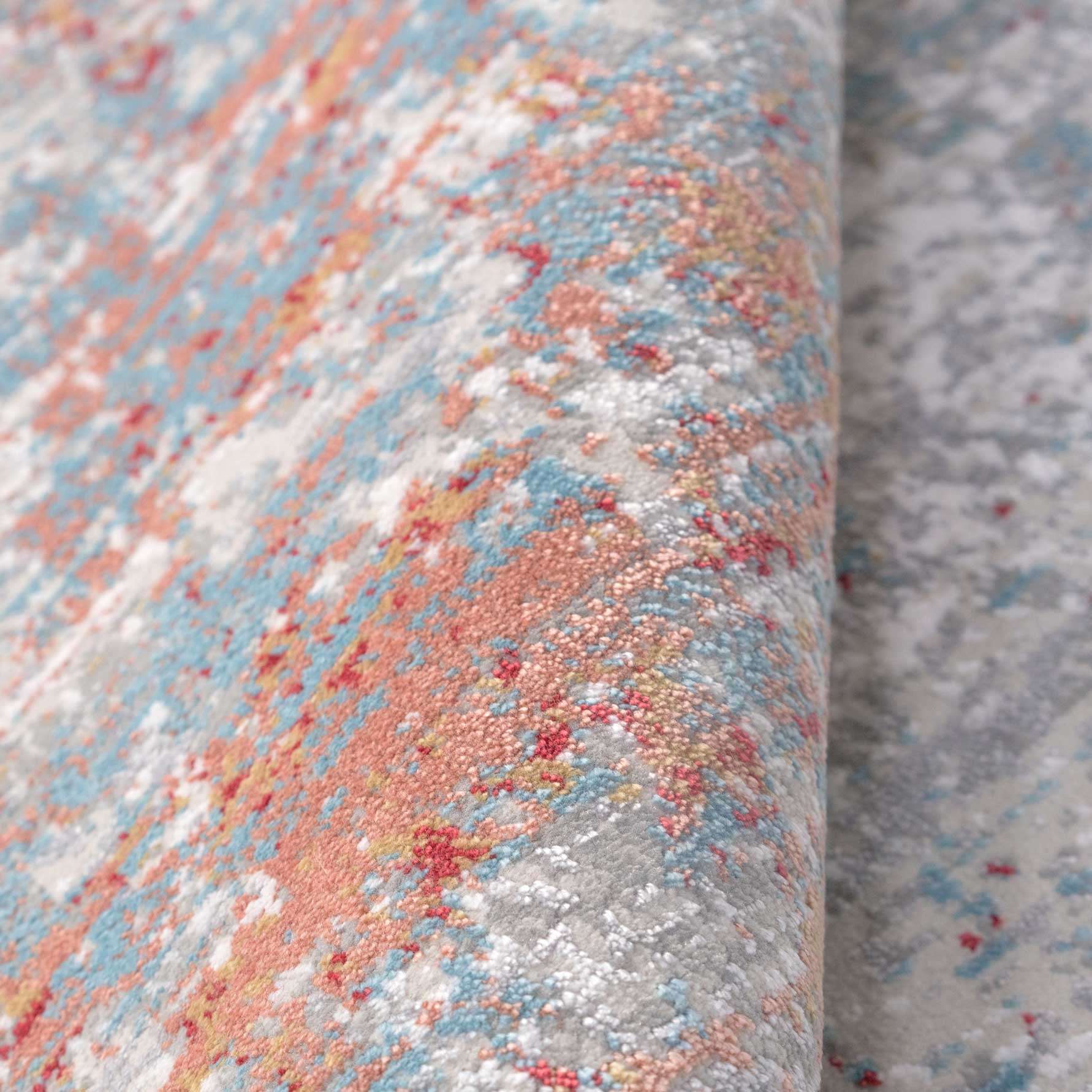 Blue Terracotta Abstract Canvas Runner Rug - Image 4