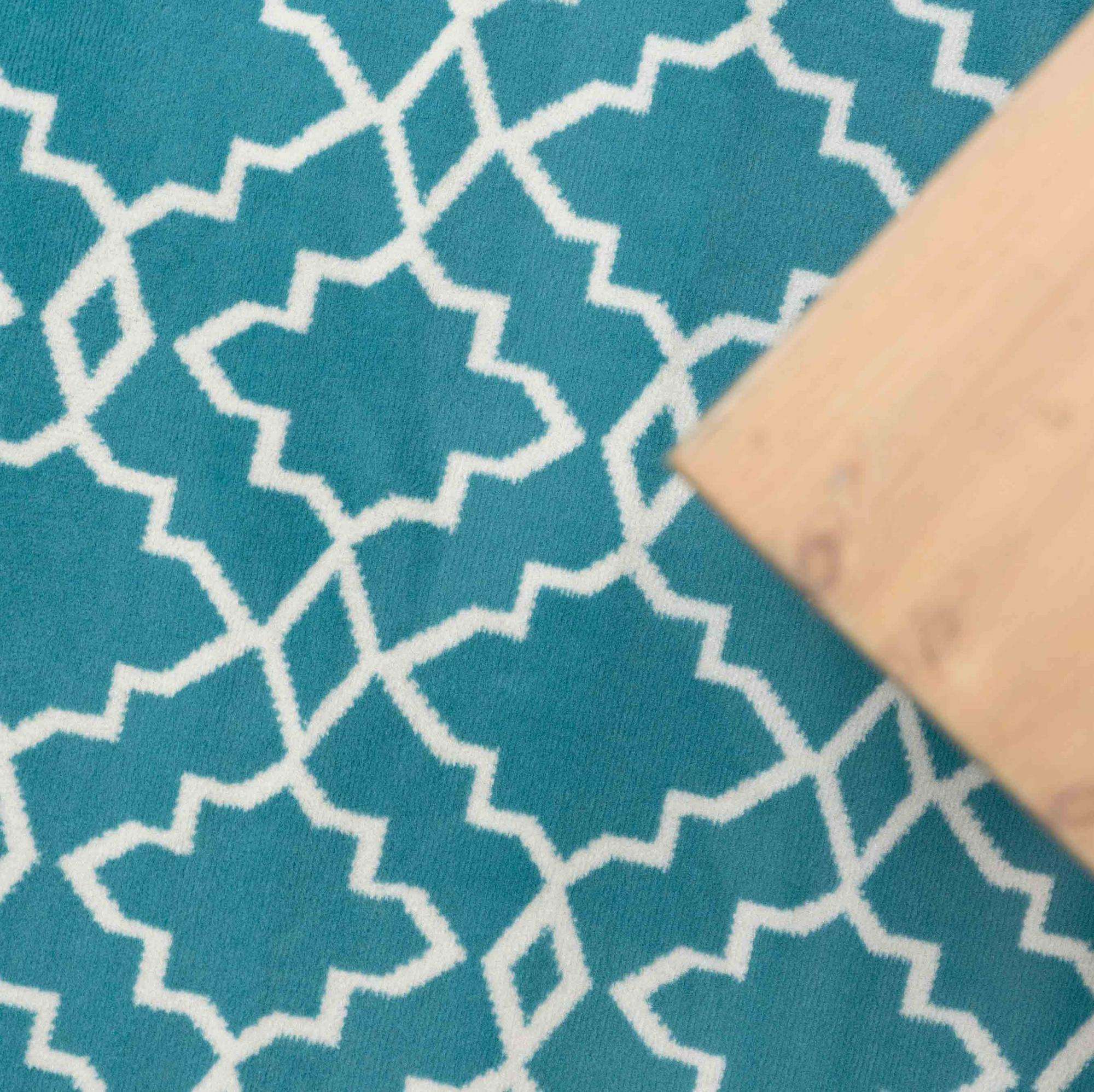 Blue Trellis Hall Runner Living Room Rug - Image 4
