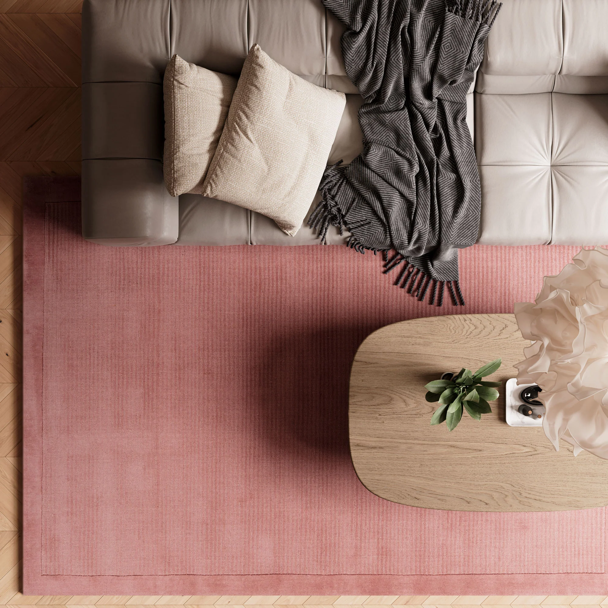 Blush Bordered Wool Rug - Olann Blush - Image 2