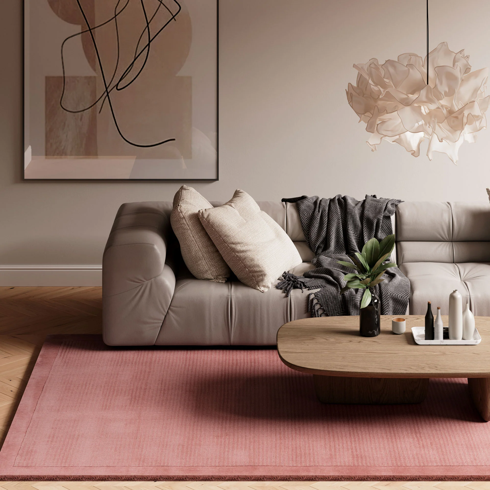 Blush Bordered Wool Rug - Olann Blush - Image 3