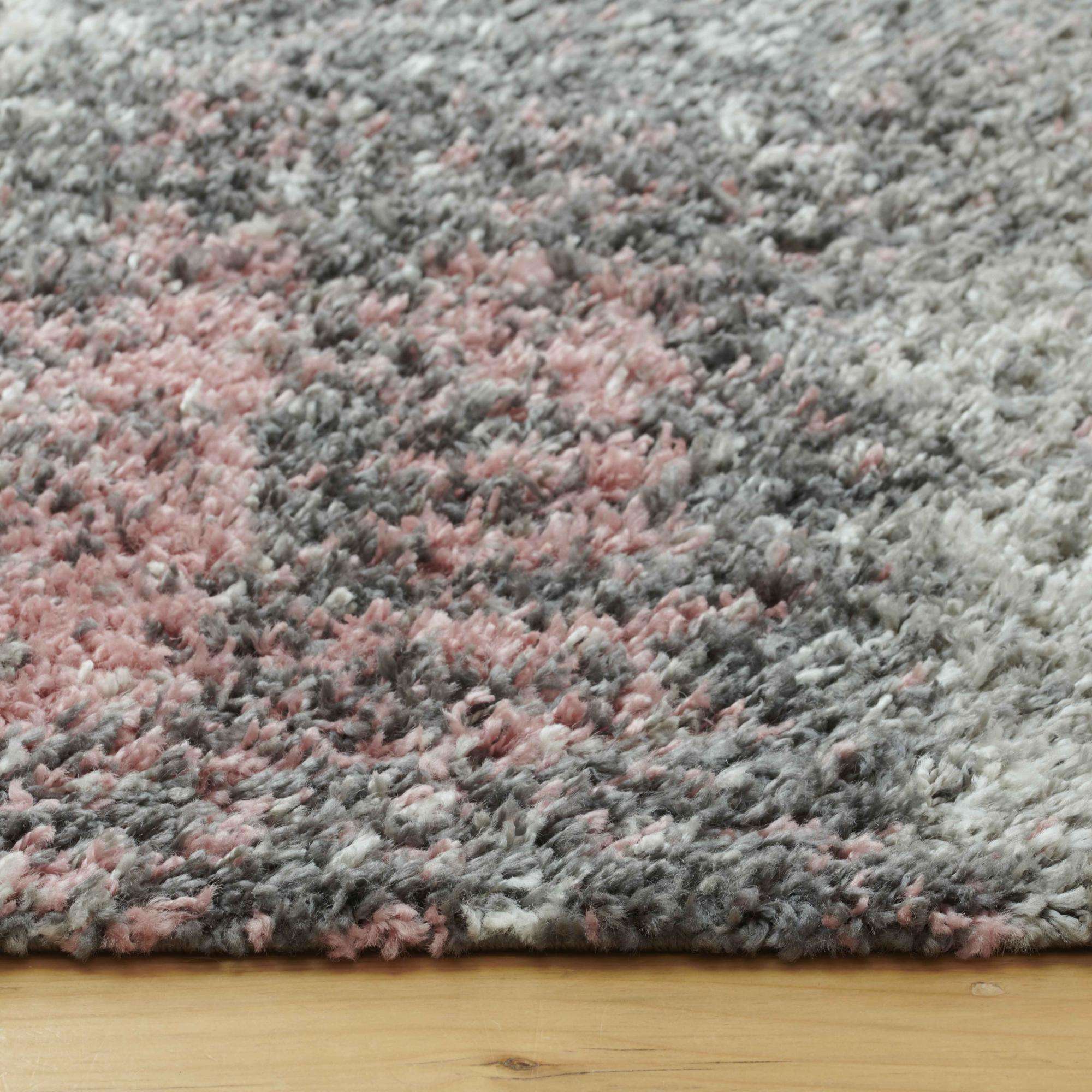 Blush Distressed Textured Shaggy Runner Rug - Image 6