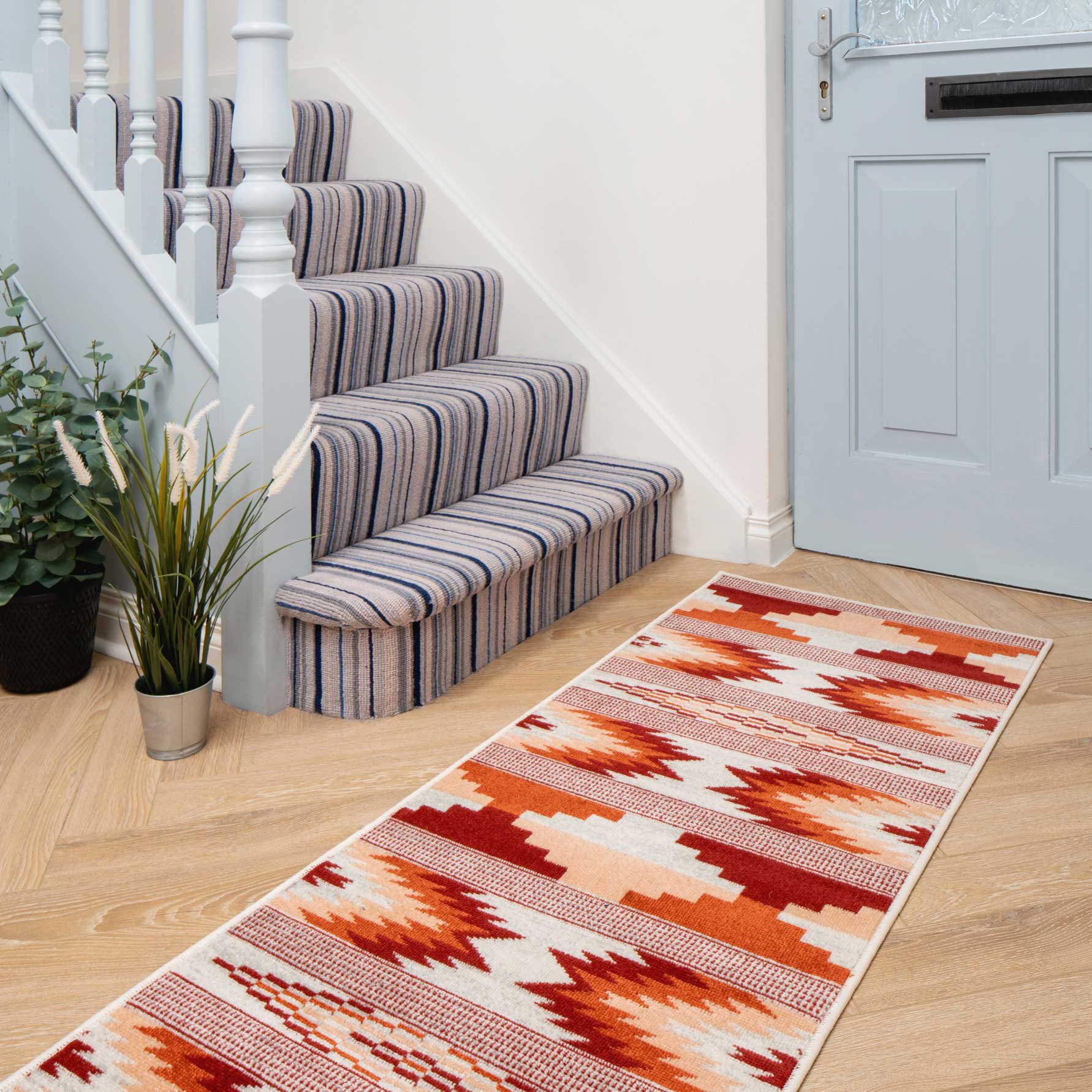 Terracotta Burnt Orange Living Room Rug - Aztec - Image 9