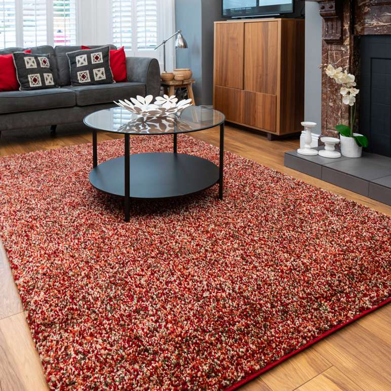 Burnt Orange Mottled Shaggy Living Room Rug - Image 2