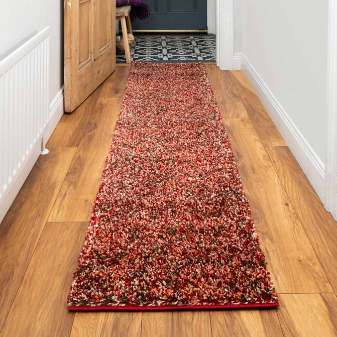 Burnt Orange Mottled Shaggy Living Room Rug - Image 5