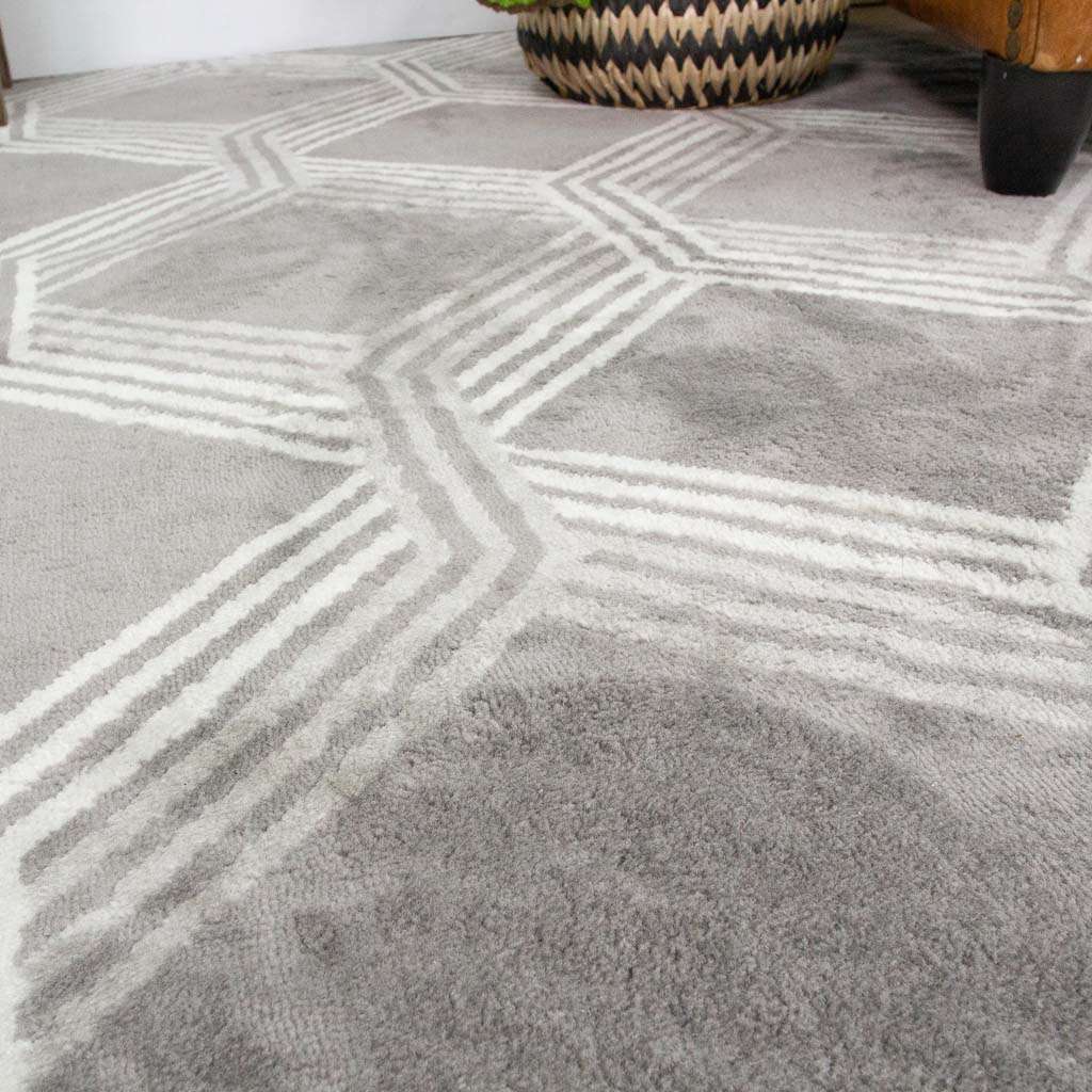 Chic Geometric Grey Living Room Rug - Image 3
