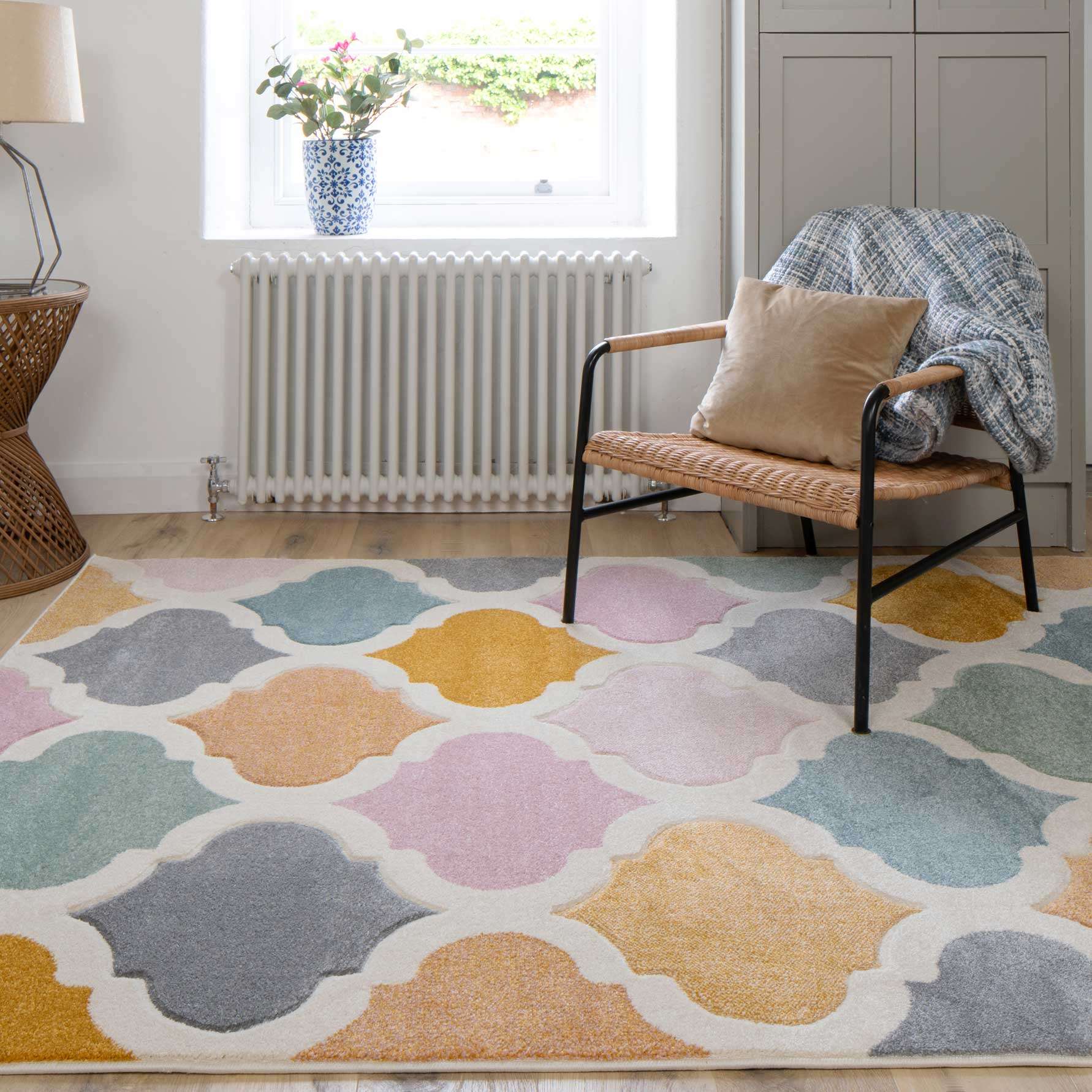 Colourful Pastel Trellis Area Room Rug - Image 8