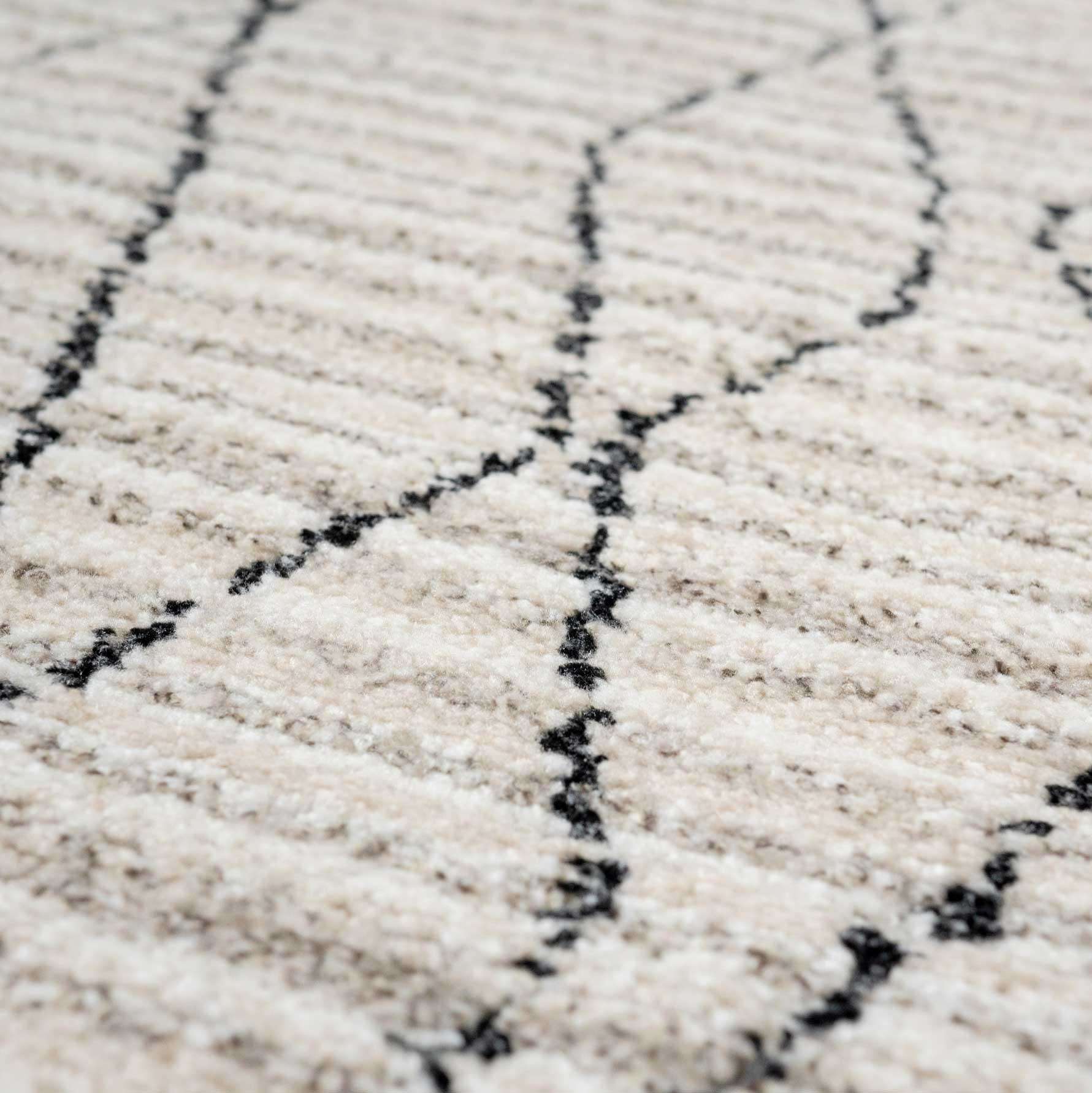Cosy Soft Abstract Lined Beige Moroccan Berber Bedroom Rug - Image 7