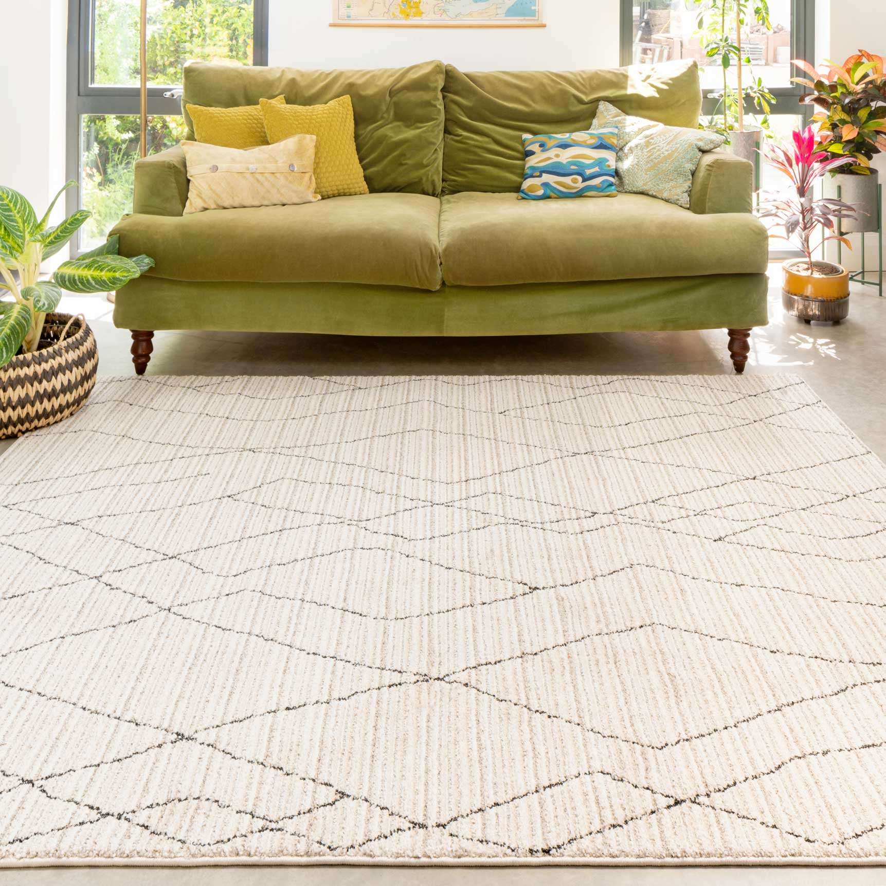 Cosy Soft Abstract Lined Beige Moroccan Berber Runner Rug - Image 6