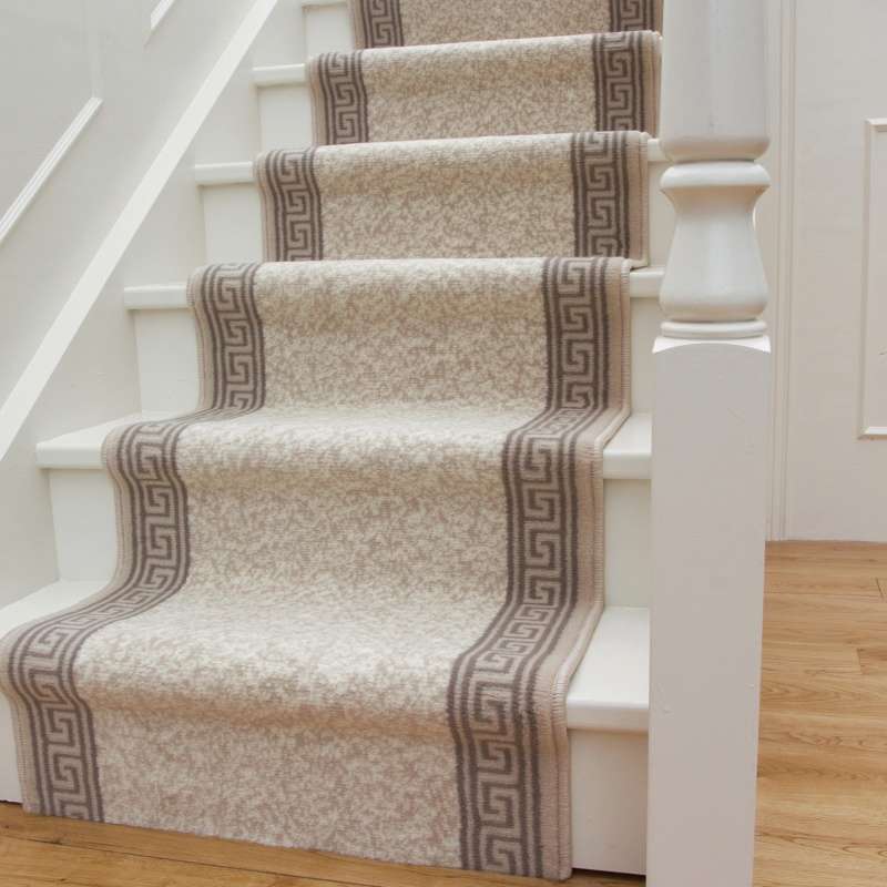 Cream Bordered Stair Carpet Runner - Cut to Measure - Image 4