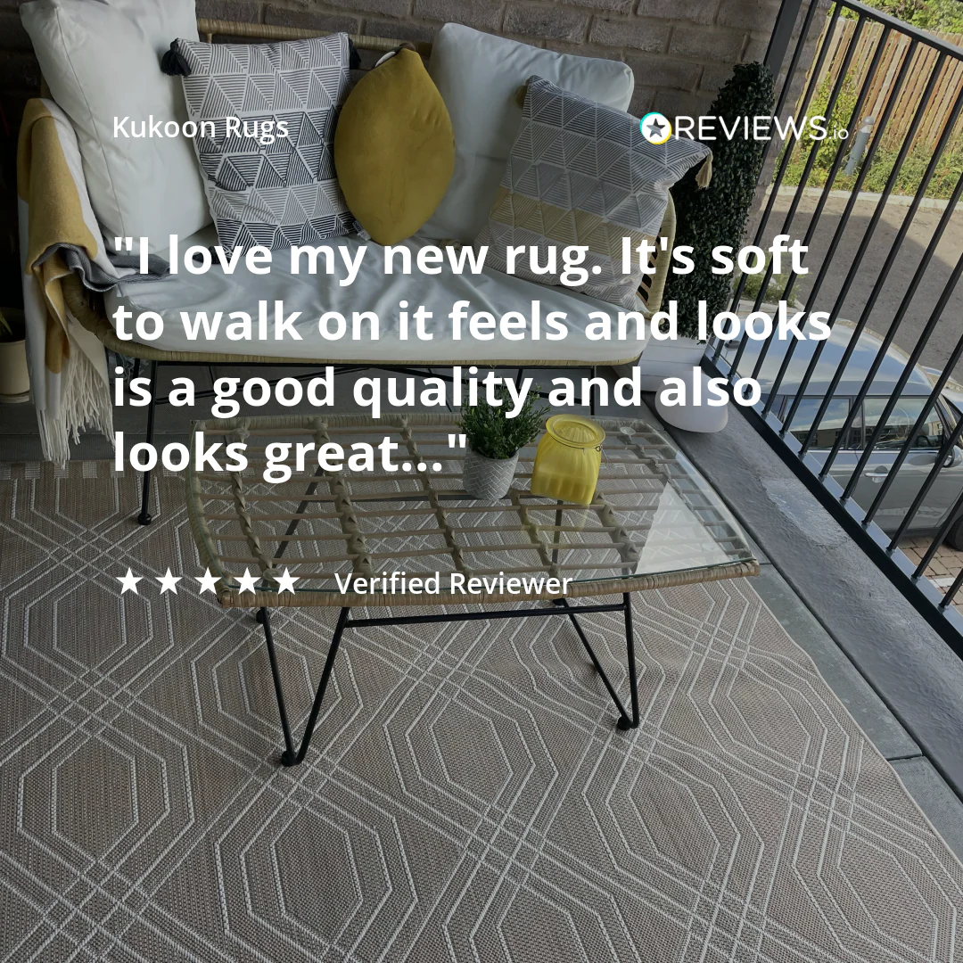 Cream Modern Geometric Outdoor Rug - Basata - Image 3