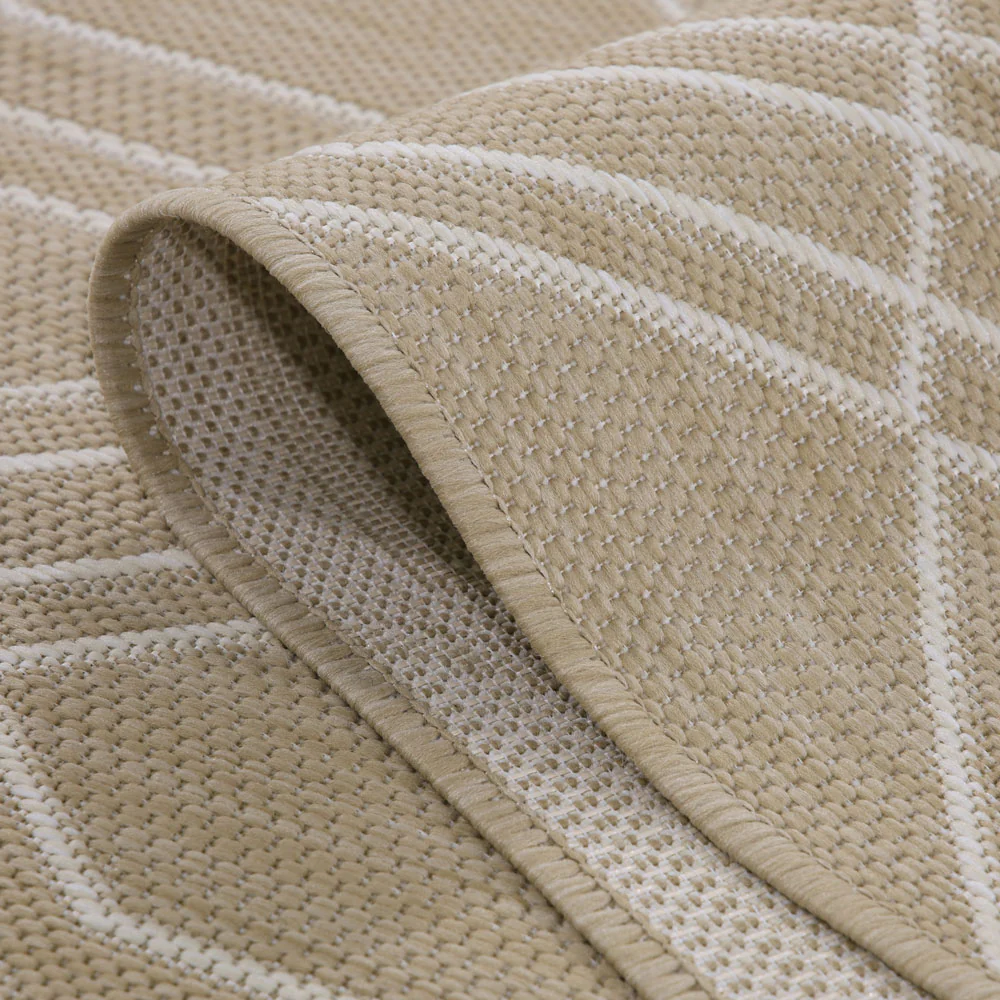 Cream Modern Geometric Outdoor Rug - Basata - Image 13