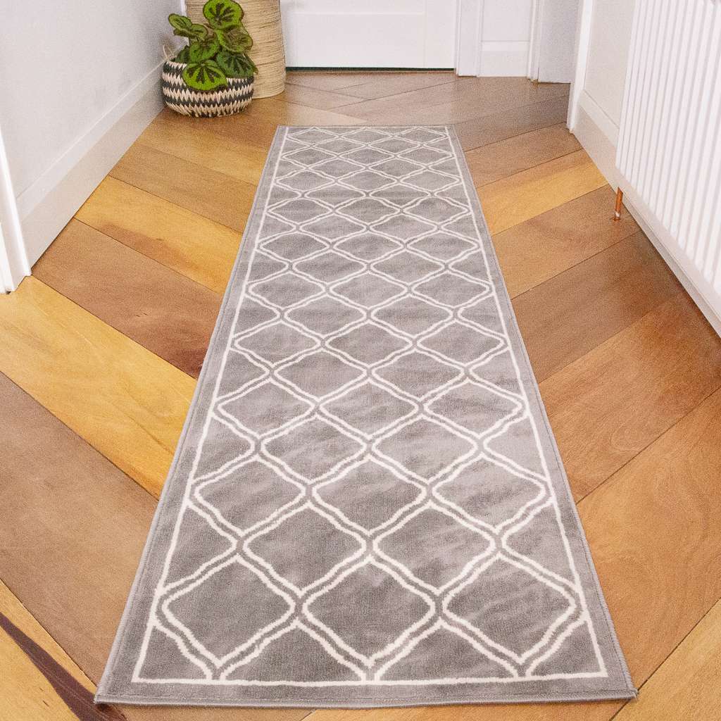 Dark Grey Trellis Living Room Rug - Image 7