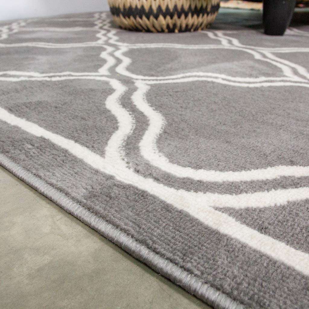 Dark Grey Trellis Living Room Runner Rug - Image 4