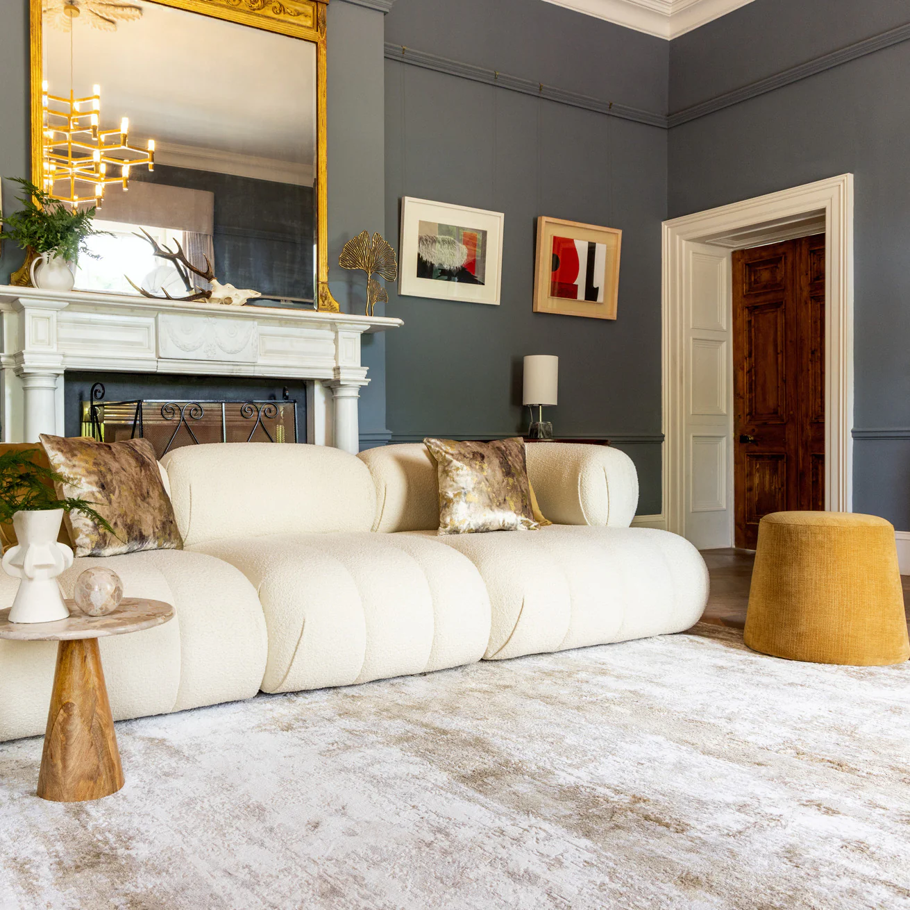 Distressed Beige Living Room Area Rug - Monroe - Image 6