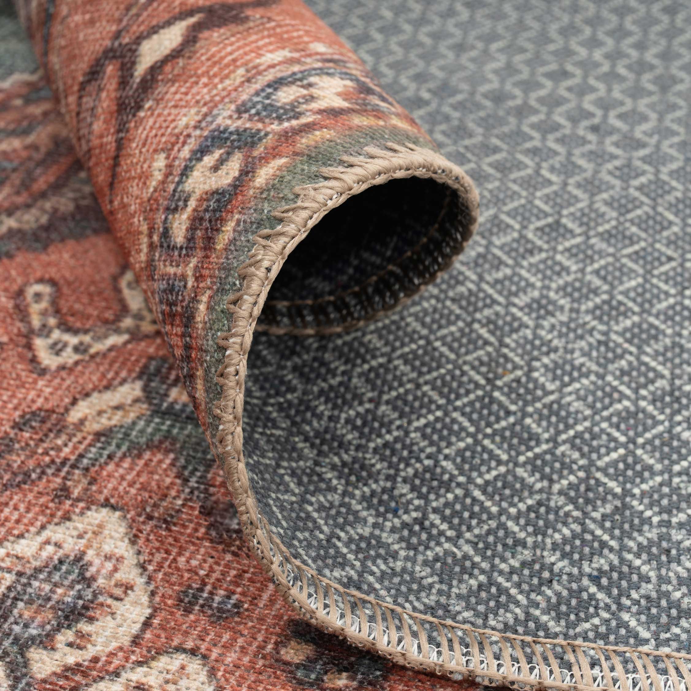 Distressed Bordered Washable Rug - Image 3