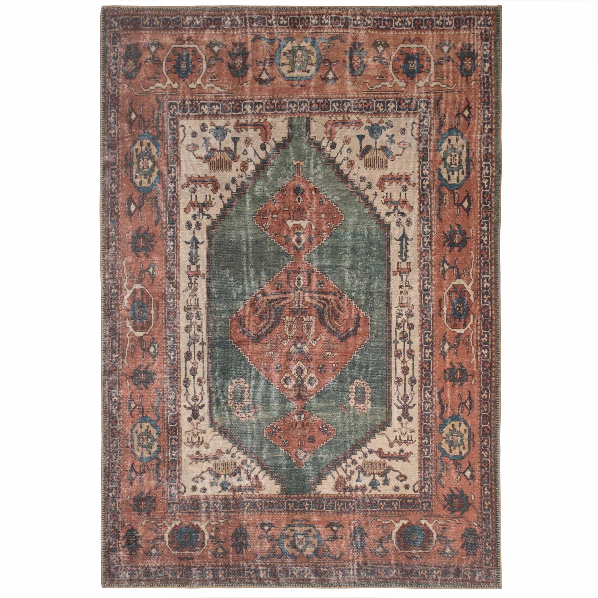 Distressed Bordered Washable Rug - Image 7
