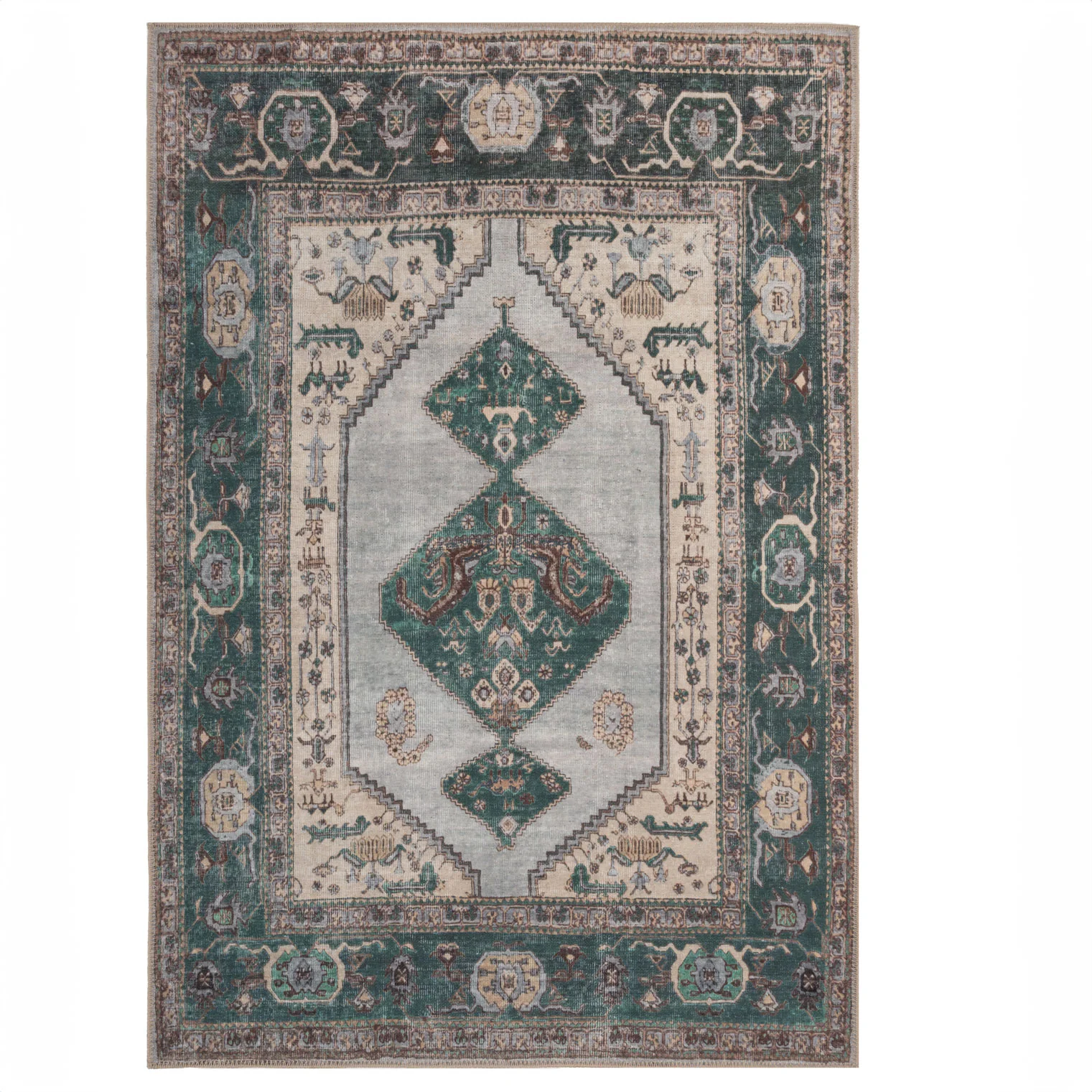 Distressed Bordered Washable Rug - Image 8