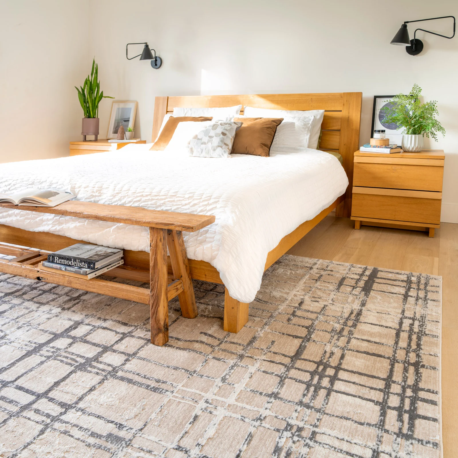 Distressed Linear Beige Silver Rug - Diora - Image 2