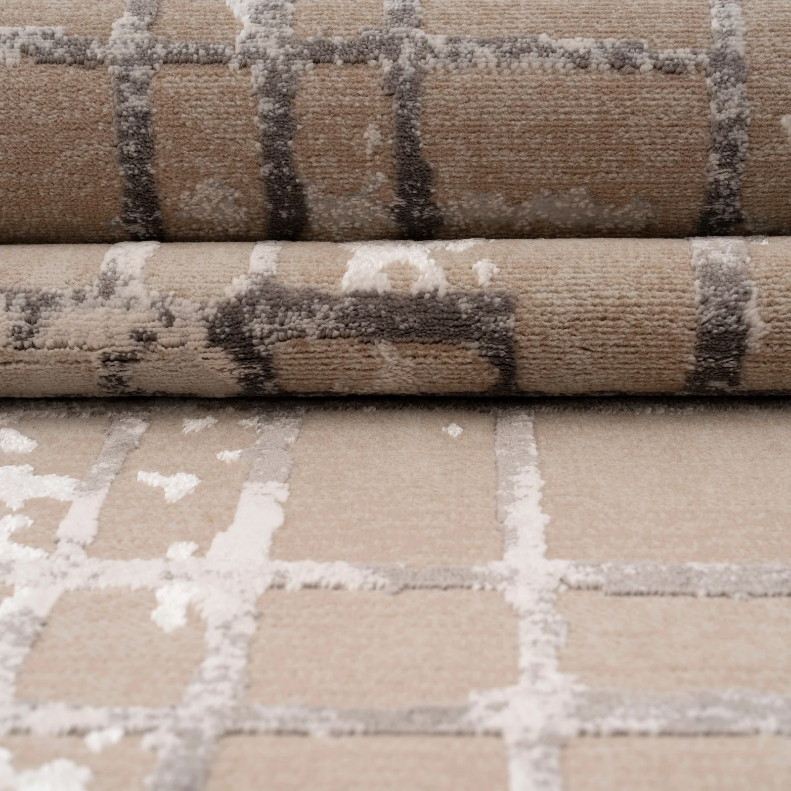 Distressed Linear Beige Silver Runner - Diora - Image 5
