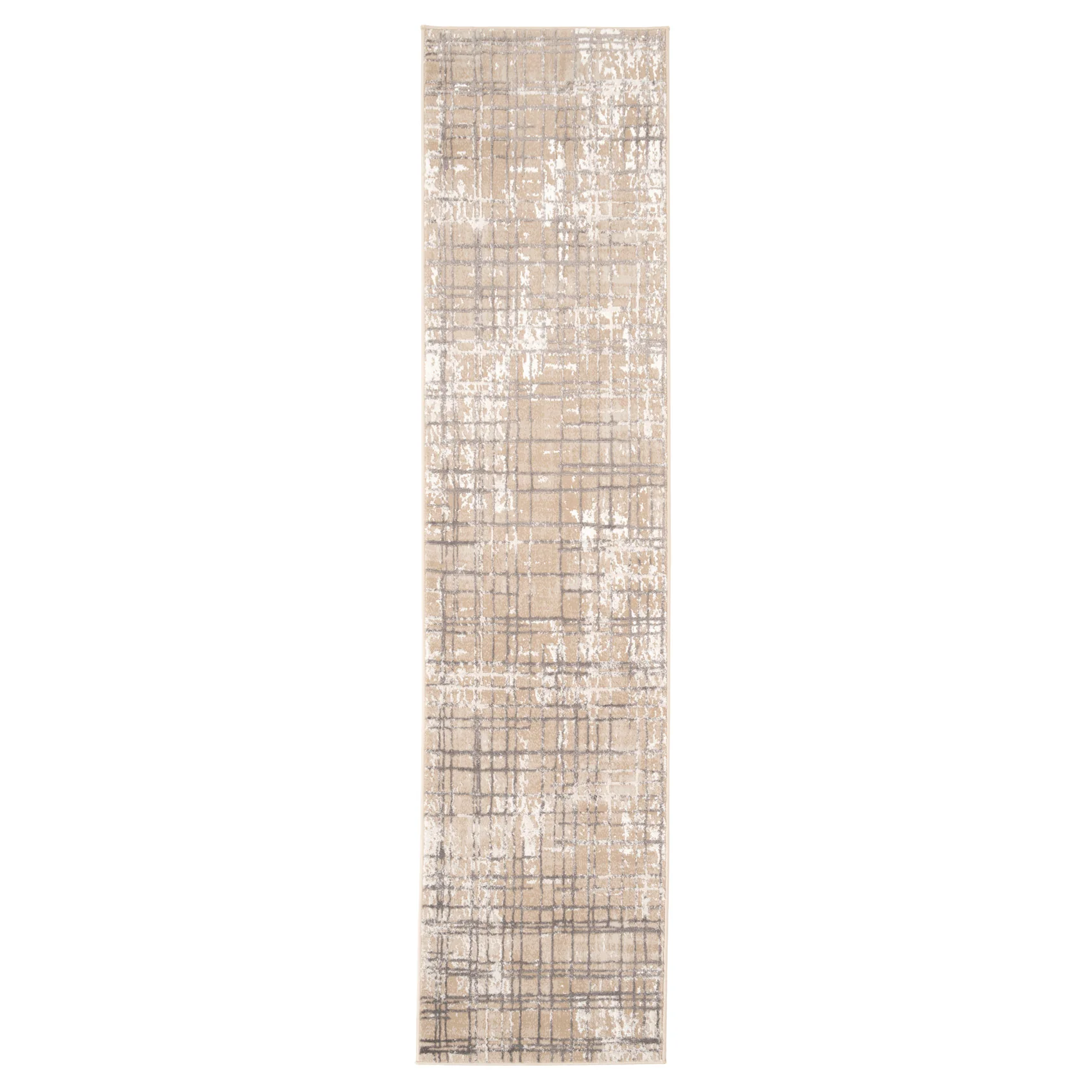 Distressed Linear Beige Silver Runner - Diora - Image 6