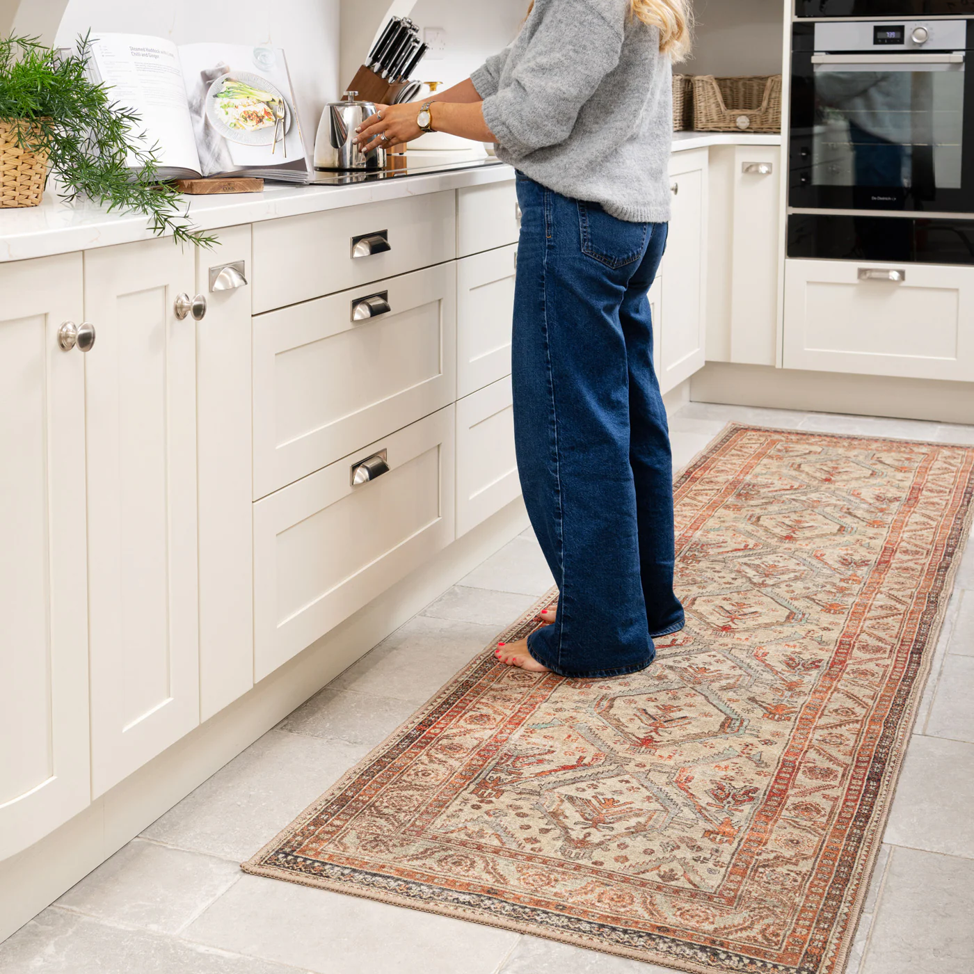 Distressed Terracotta Washable Rustic Rug - Rowe - Image 15