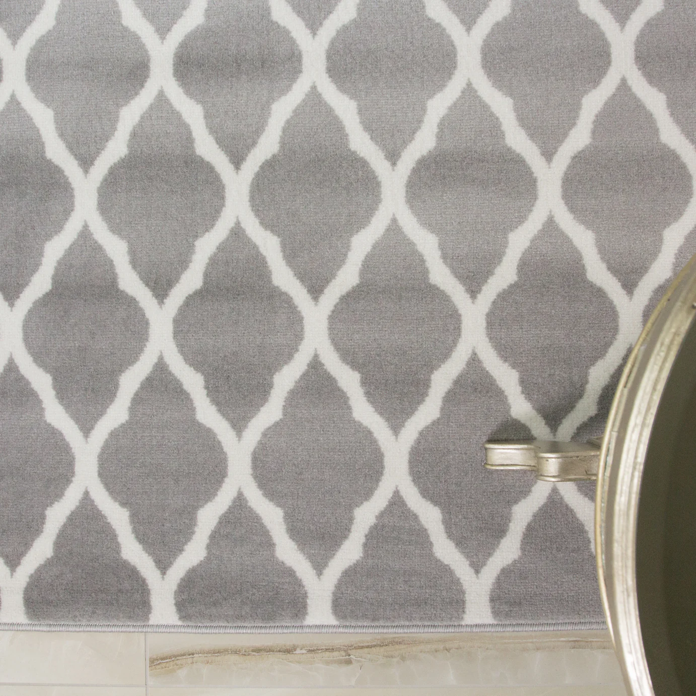 Extra Large Grey Trellis Rug - Image 3