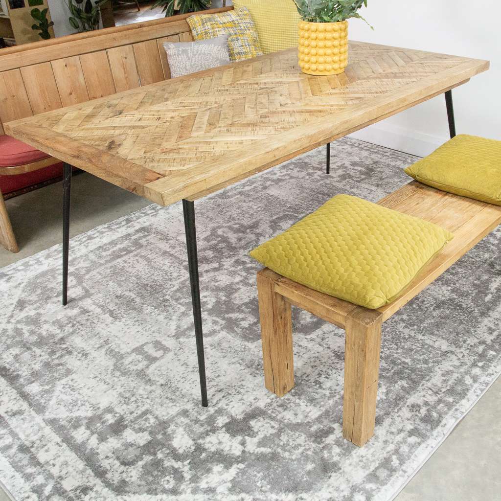 Faded Distressed Grey Oriental Pattern Rug - Demelza - Image 2
