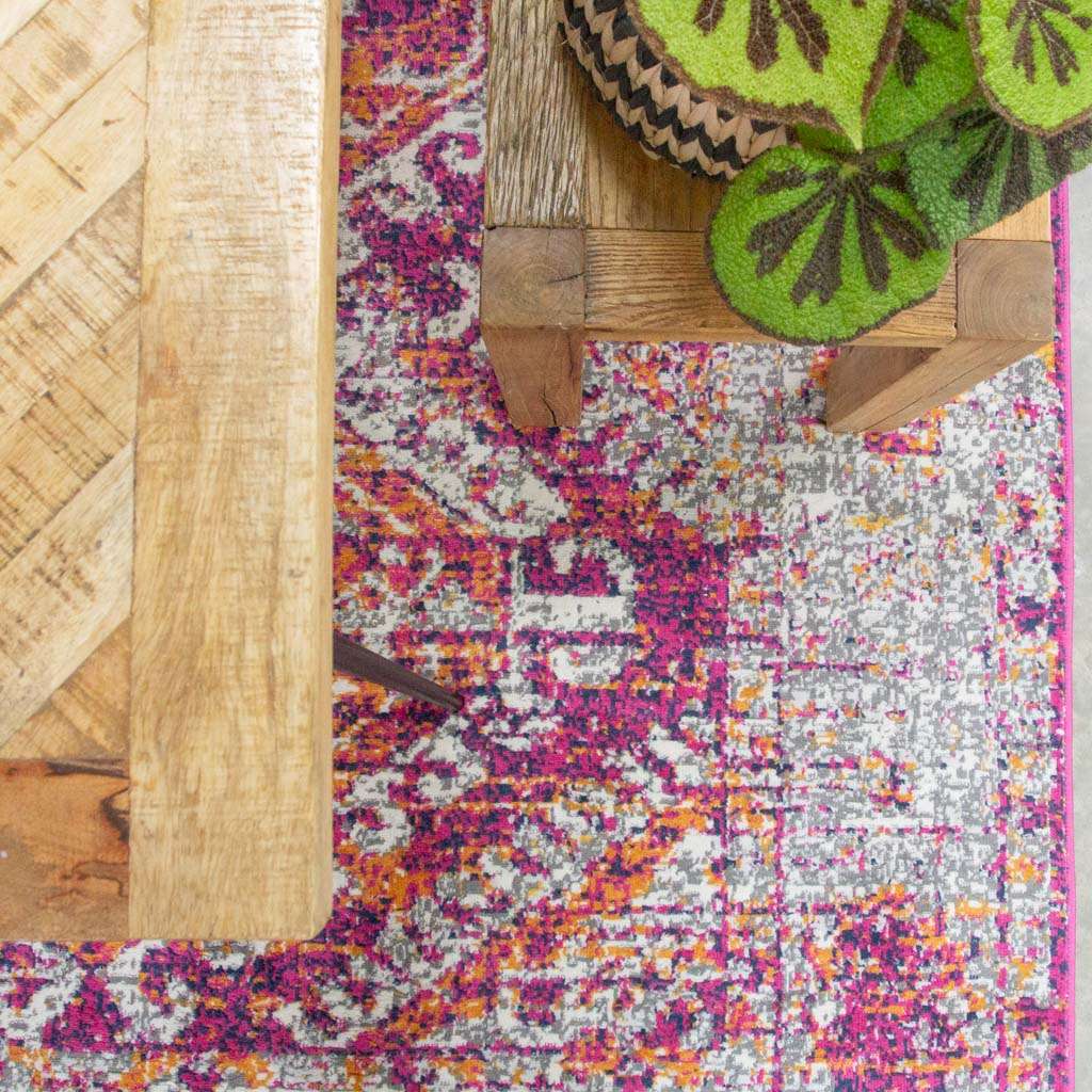 Fuschia Pink Oriental Distressed Rug - Image 5