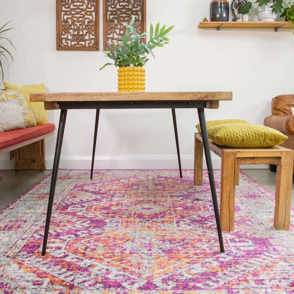 Fuschia Pink Oriental Distressed Runner Rug - Image 4