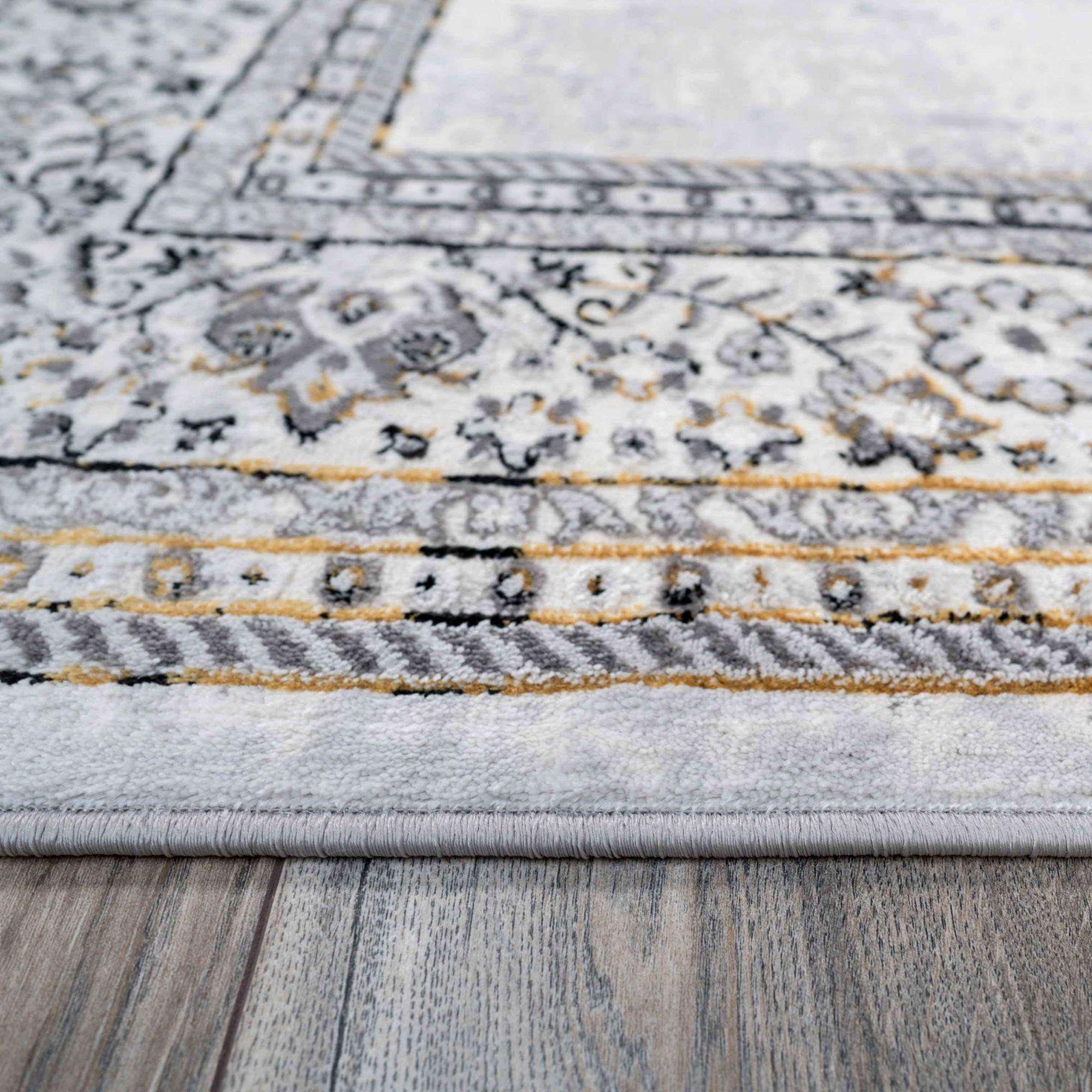 Gold Traditional Distressed Living Room Rug - Victoria - Image 6