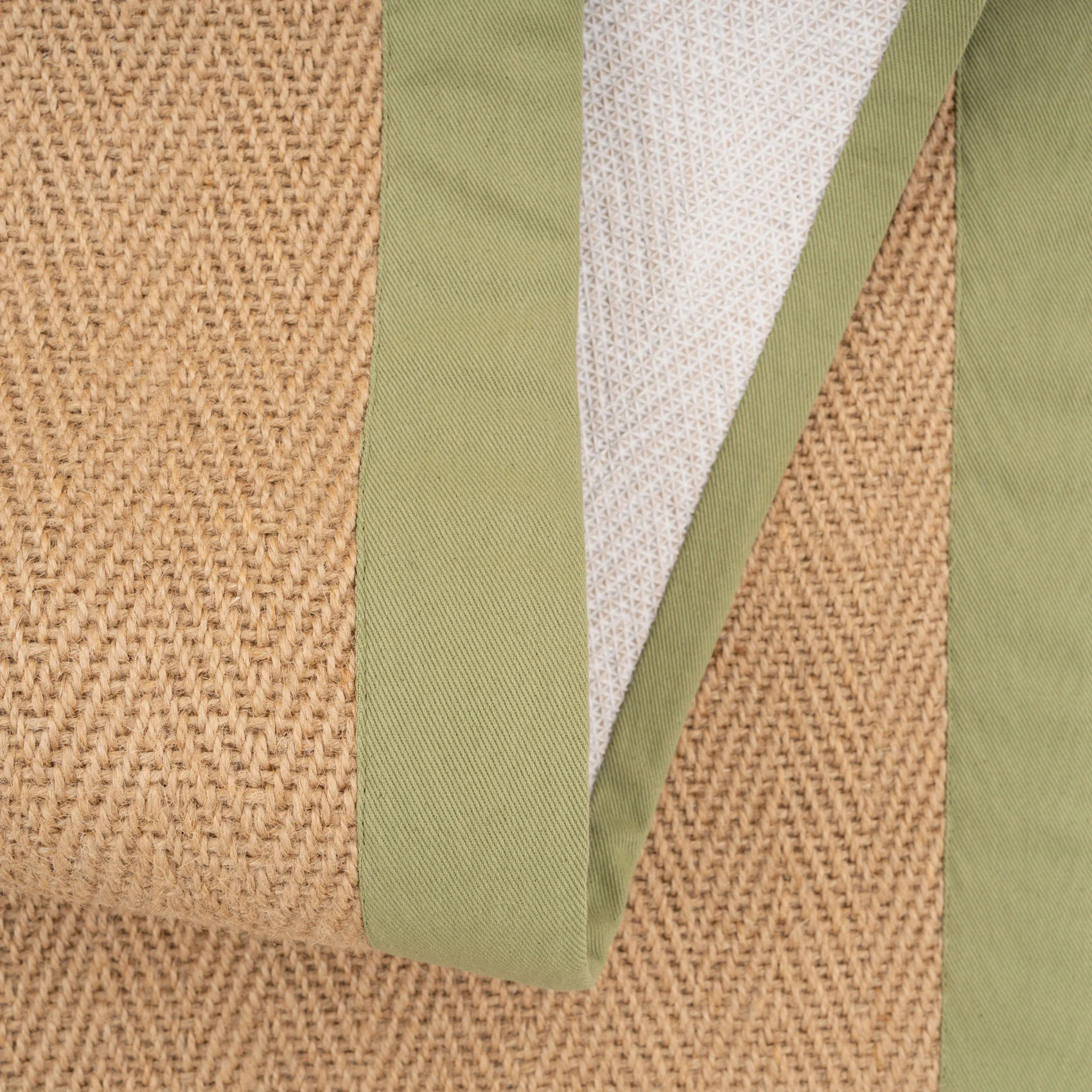 Green Cotton Border Natural Jute Area Rug - Image 9