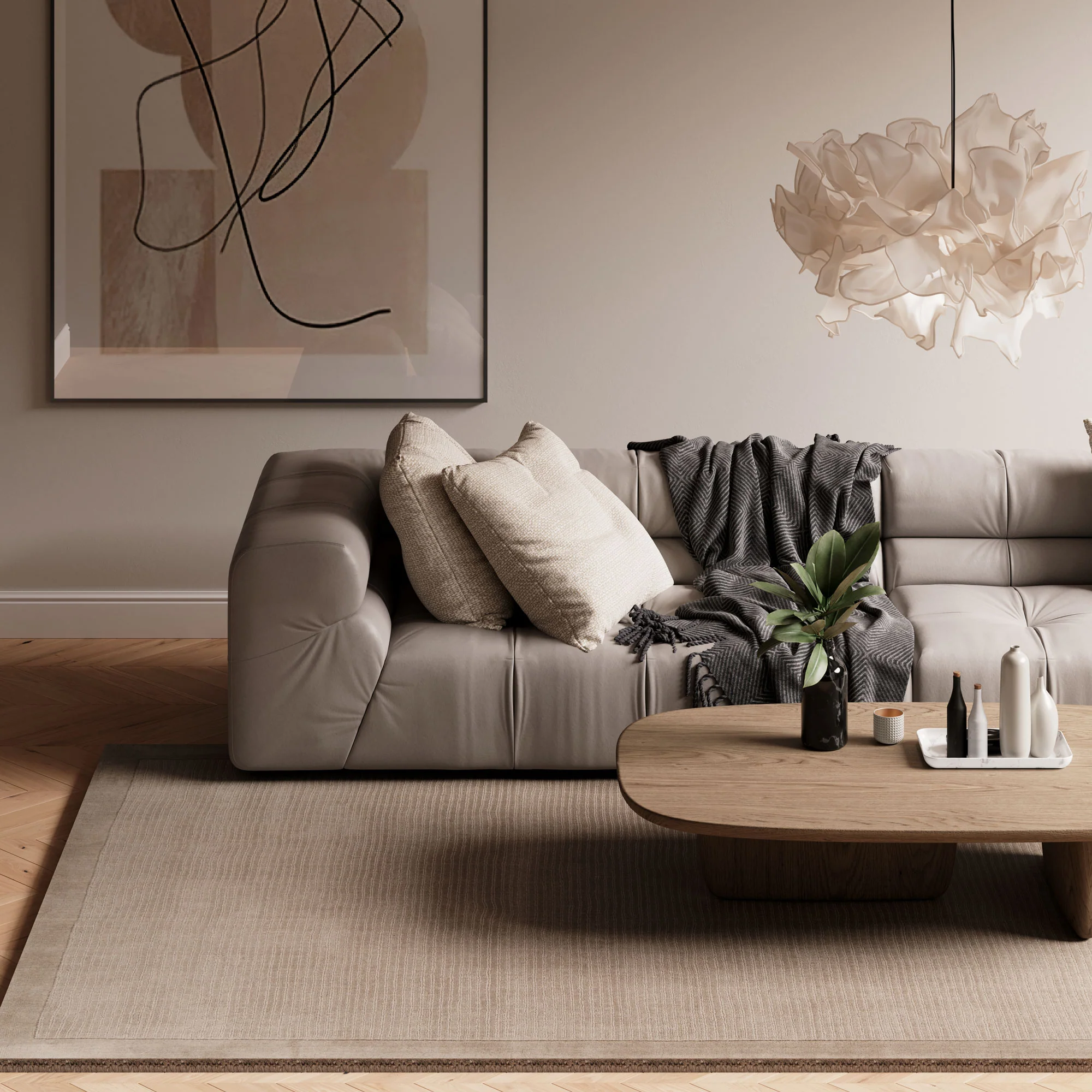 Grey Bordered Wool Rug - Olann Grey - Image 5