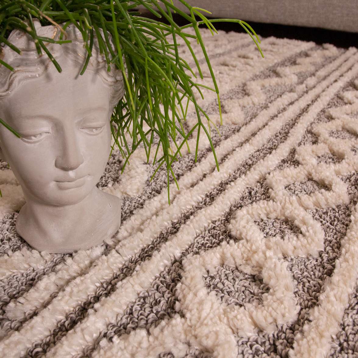 Grey Cream Aztec Runner Rug - Image 6