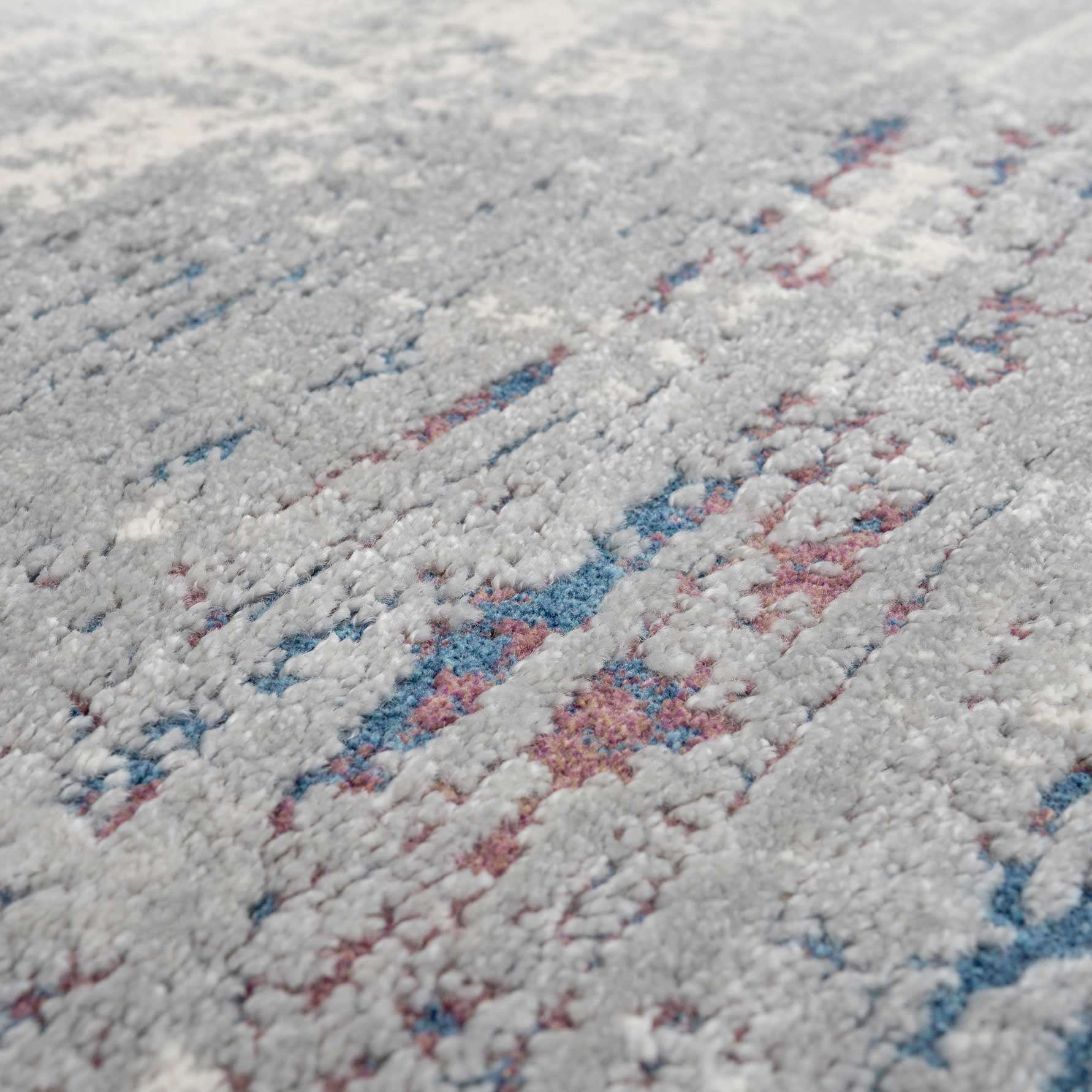 Grey Distressed Multicoloured Abstract Kitchen Runner Rug - Image 4