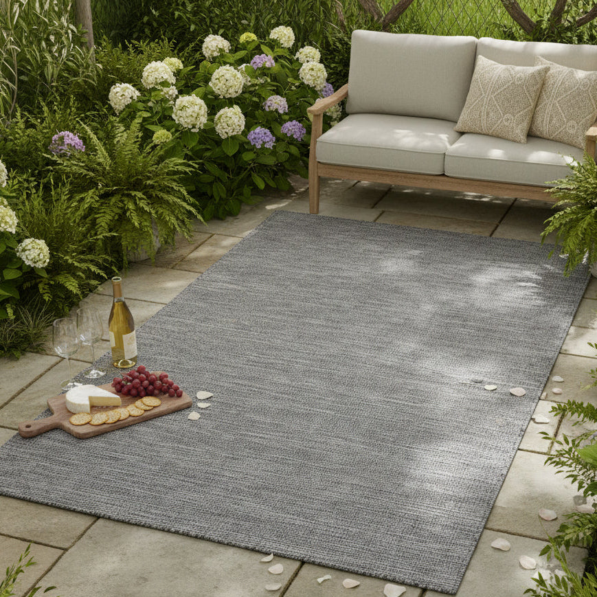 Grey Mottled Outdoor Rug - Patio