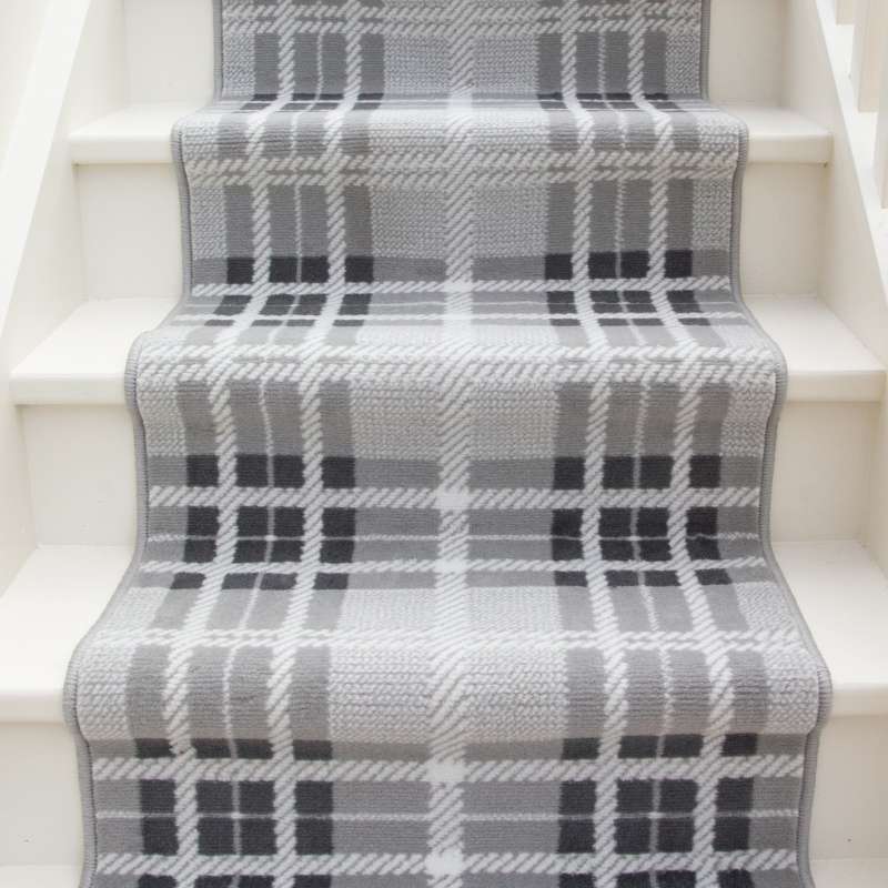 Grey Tartan Print Stair Carpet Runner - Cut to Measure - Image 5