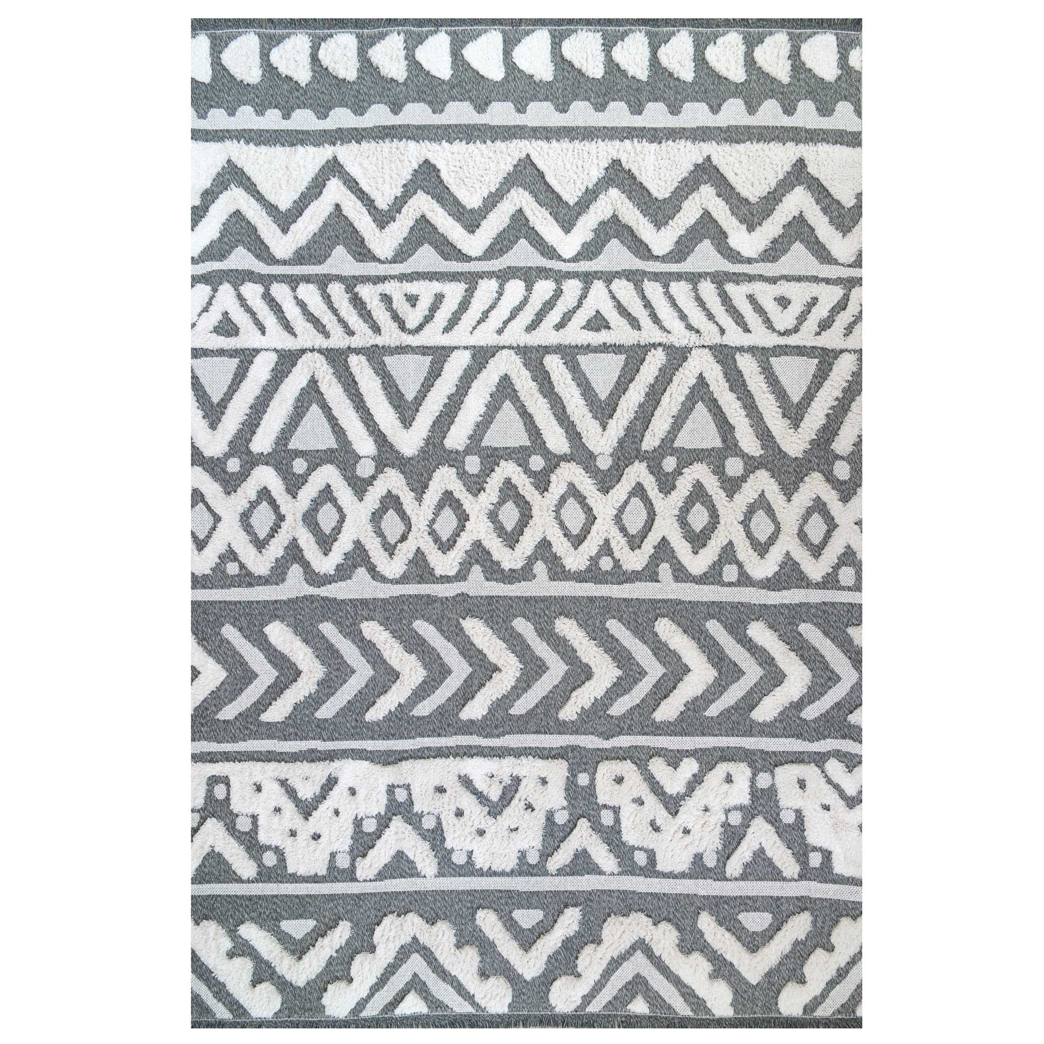 Grey Tribal Soft Tufted Sustainable Rug - Rafati