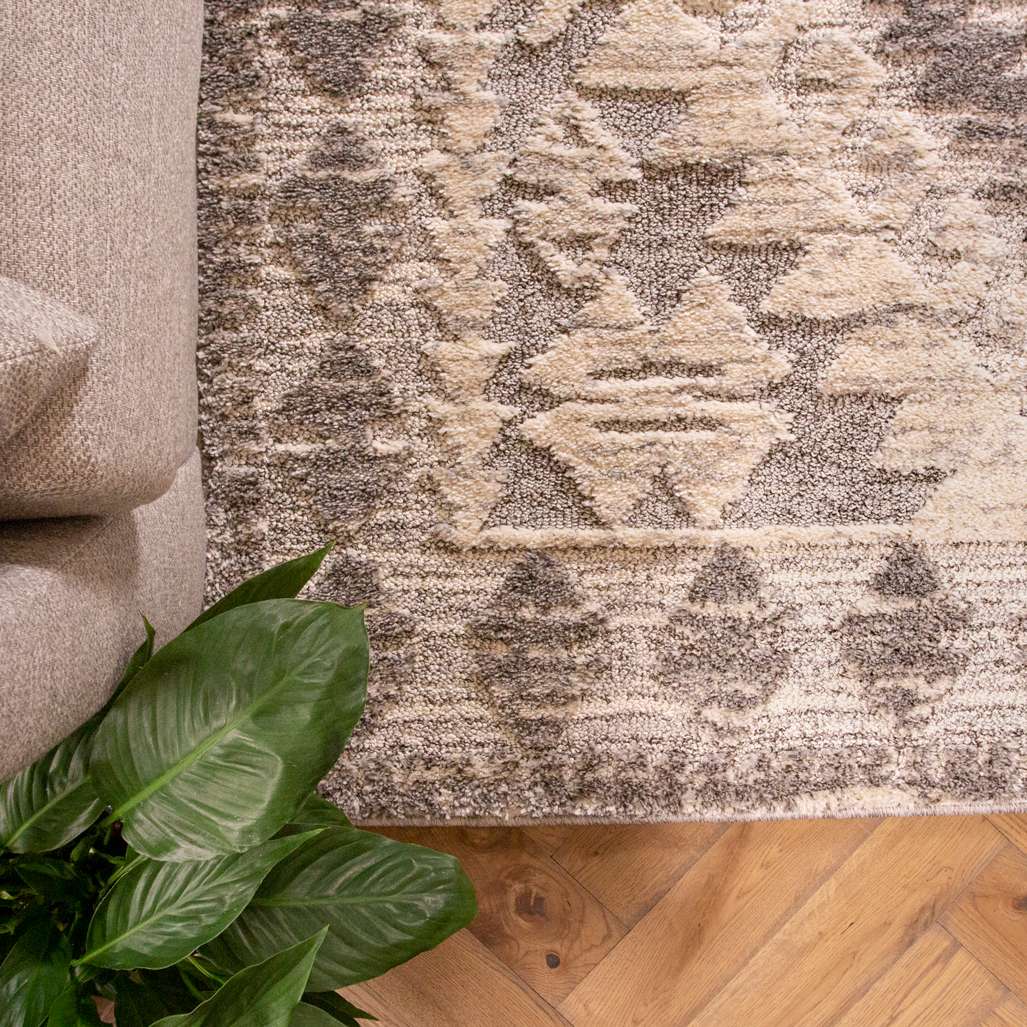 Grey White Textured Tribal Runner Rug - Image 5