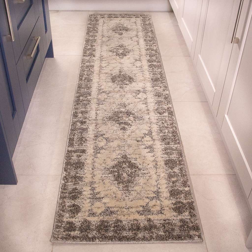 Grey White Textured Tribal Scandi Rug - Image 7