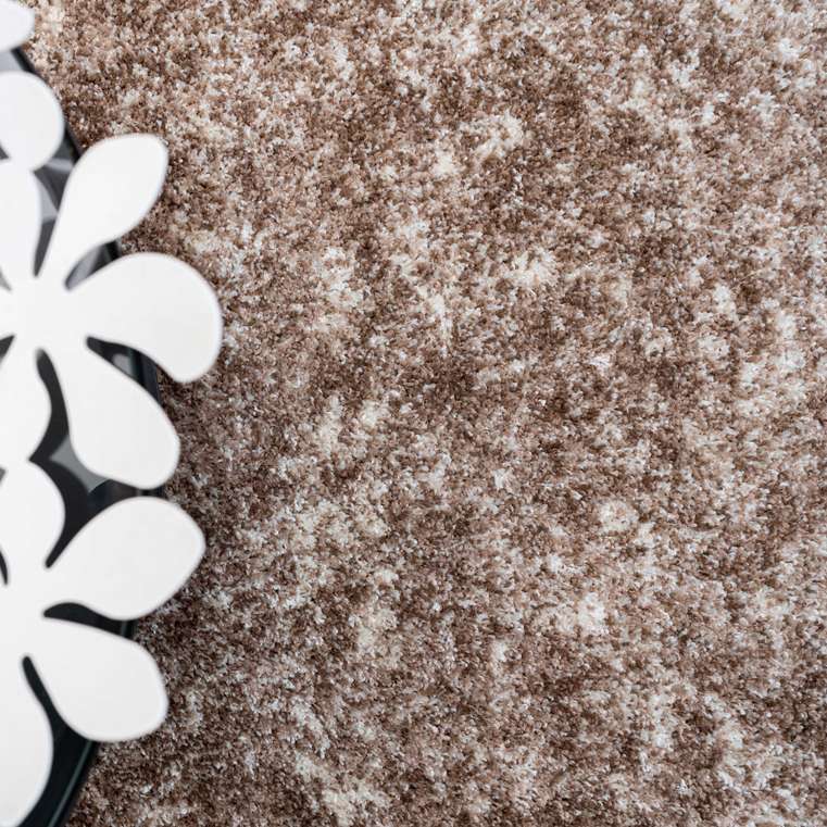 Light Brown Mottled Shaggy Living Room Rug - Image 5