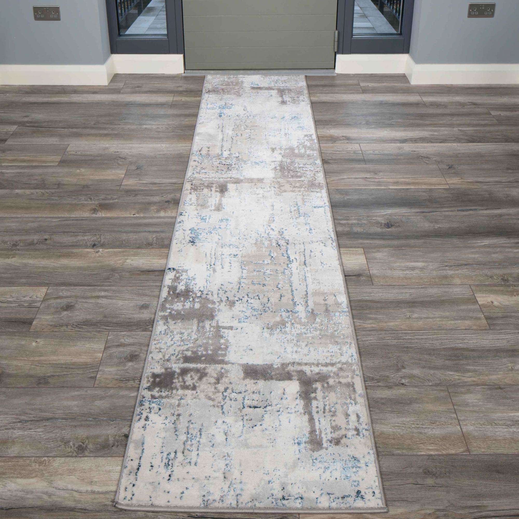 Modern Blue Abstract Distressed Living Room Rugs - Grace - Image 4