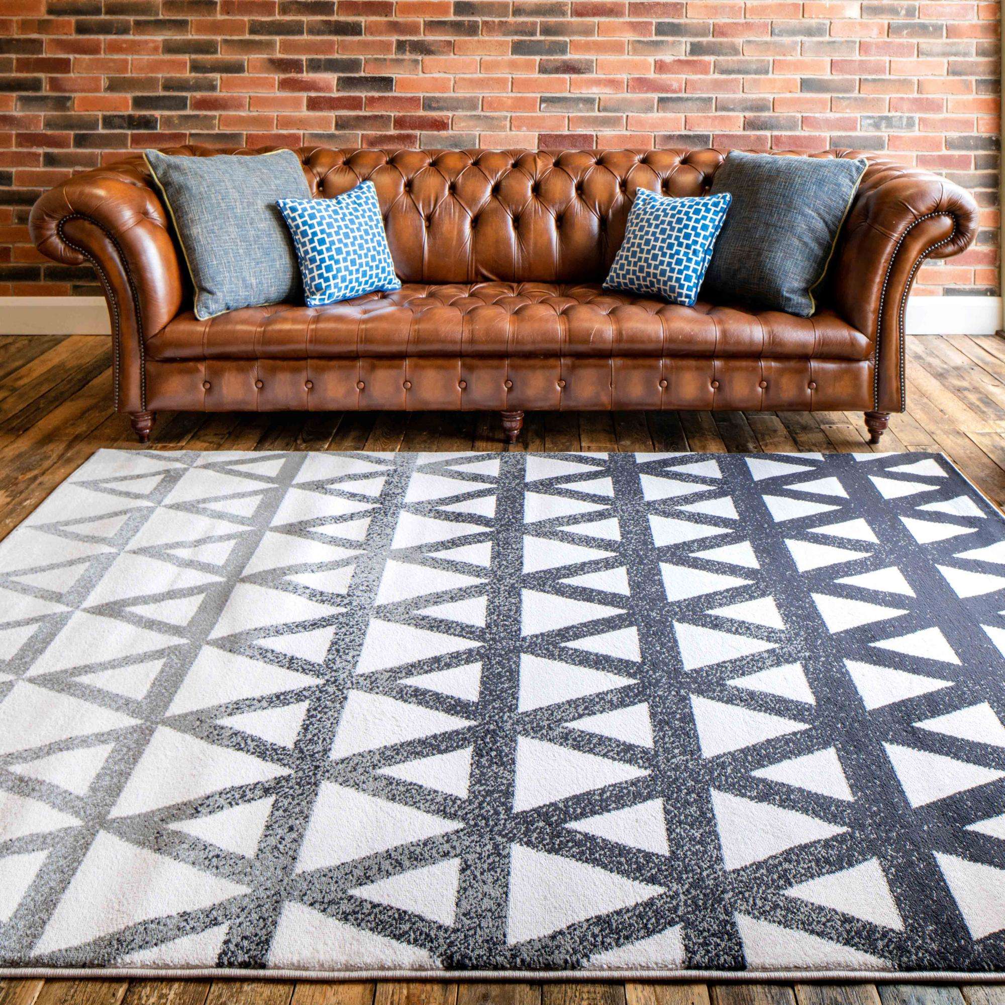 Modern Grey Geometric Triangle Living Room Rug - Powell - Image 2