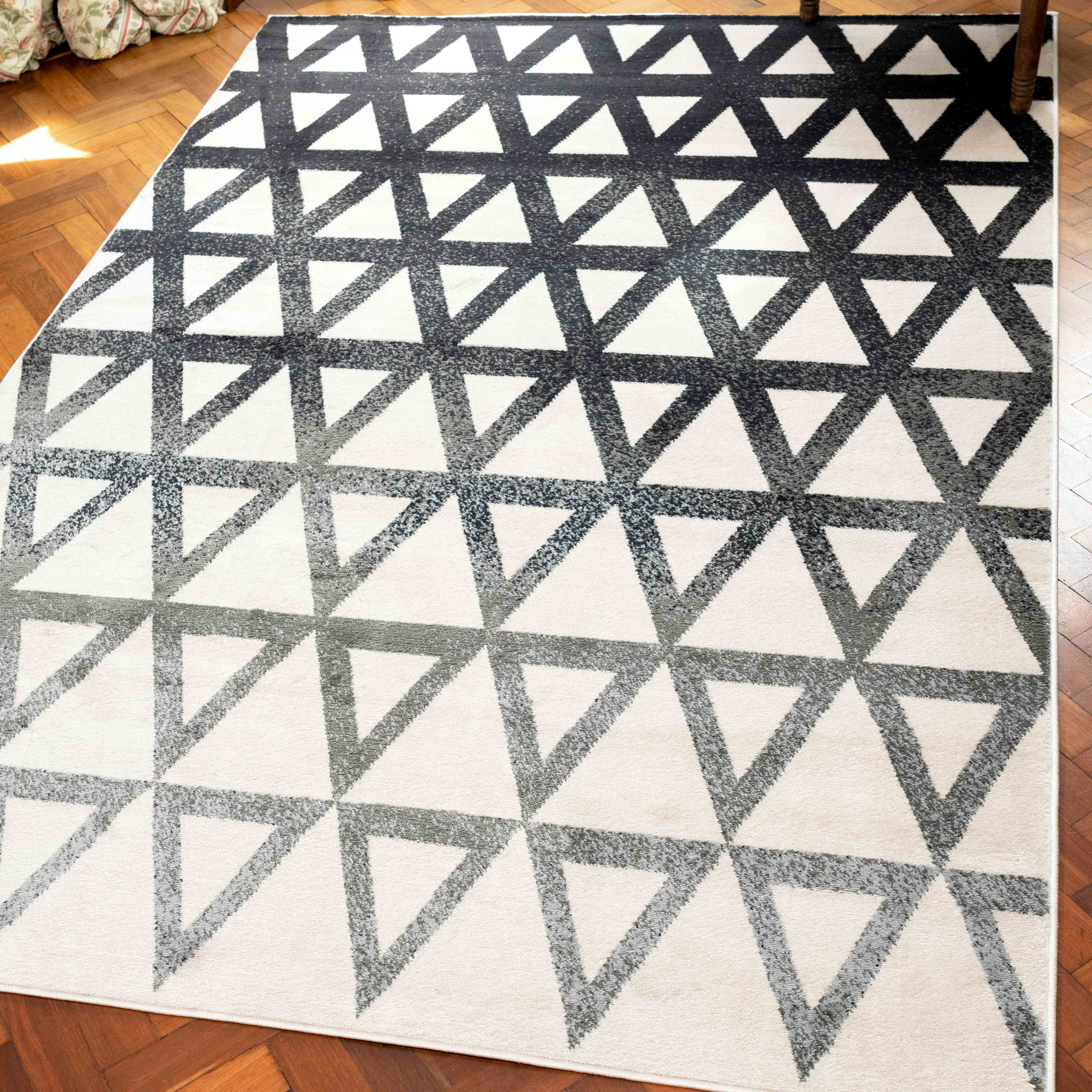 Modern Grey Geometric Triangle Living Room Rug - Powell - Image 3