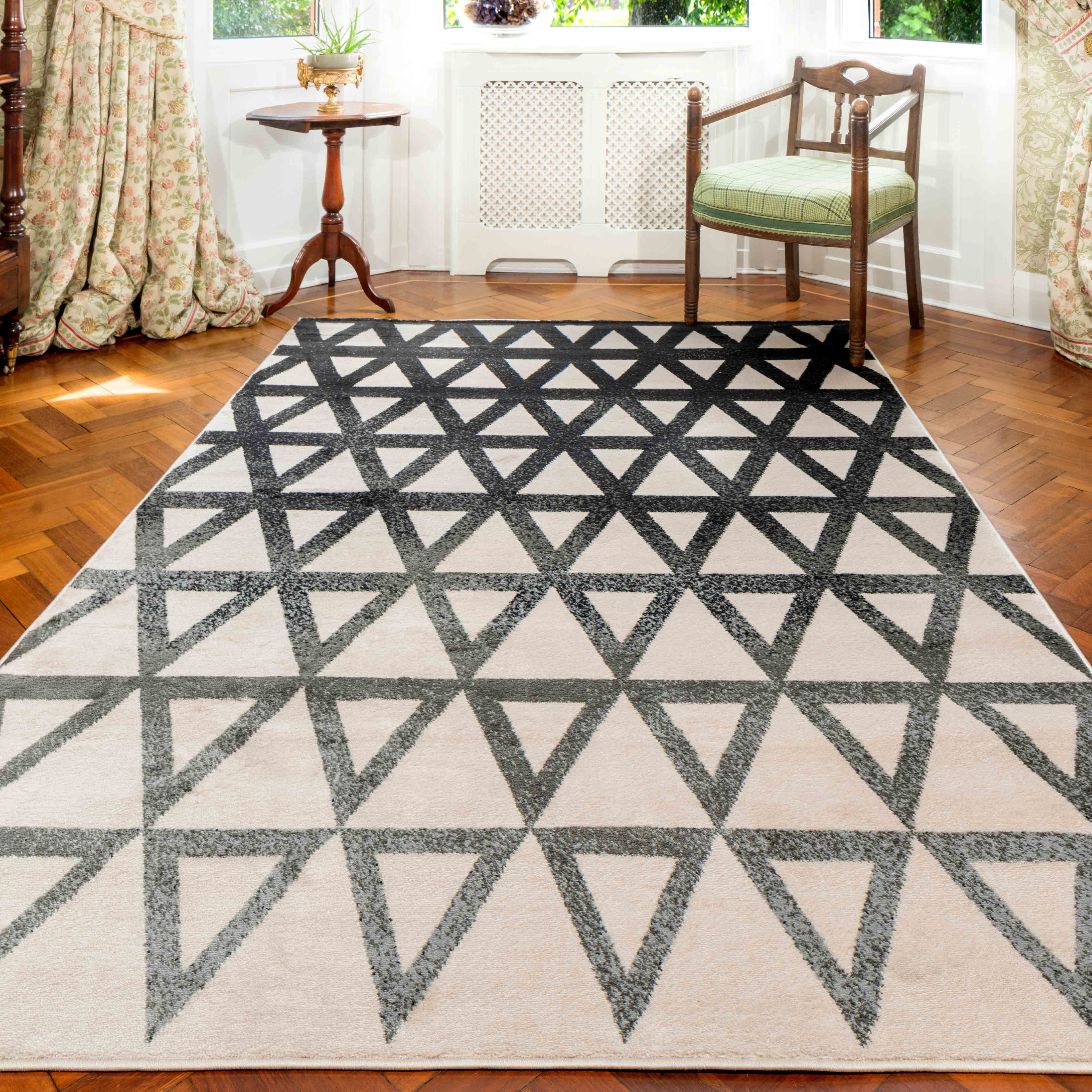 Modern Grey Geometric Triangle Living Room Rug - Powell - Image 4